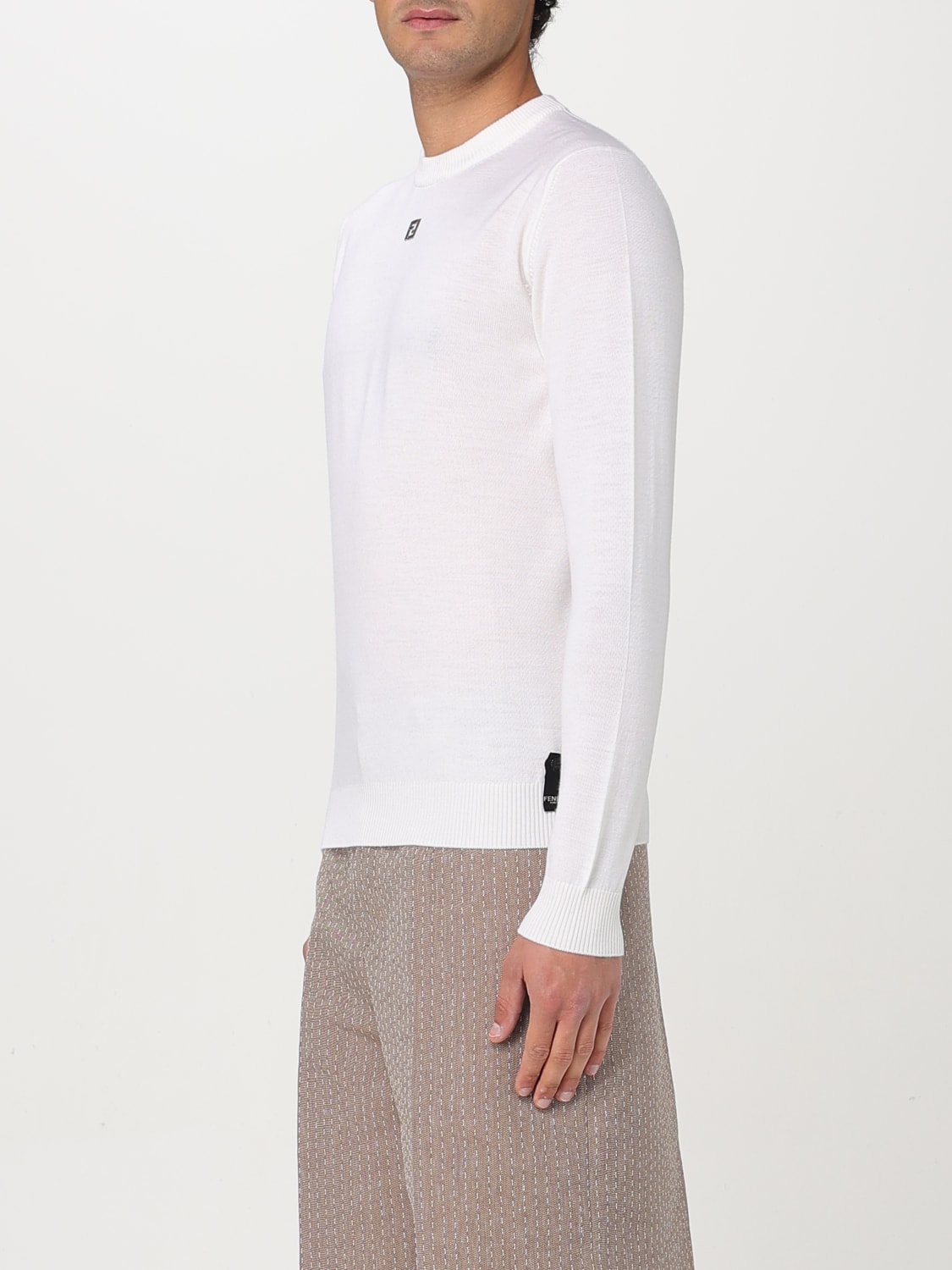 FENDI MAGLIA: Pullover Fendi in lana vergine , Bianco - Img 4