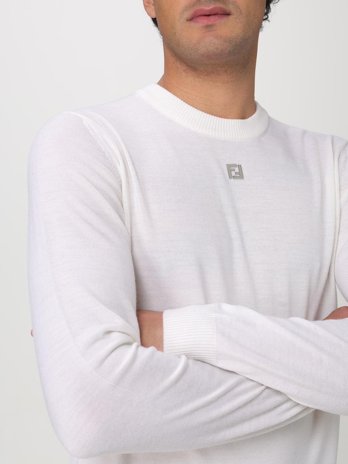 FENDI MAGLIA: Pullover Fendi in lana vergine , Bianco - Img 5