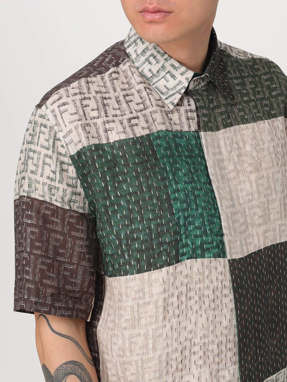 FENDI CHEMISE: Chemise homme Fendi, Beige - Img 5