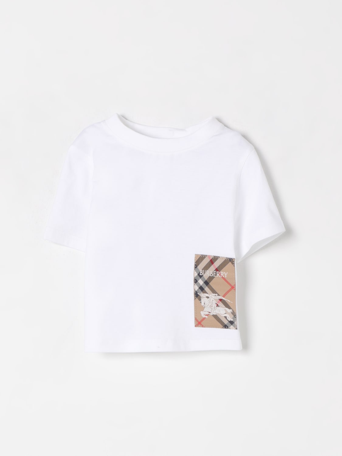 Burberry Kids Check-print logo-patch Cotton T-shirt | Black