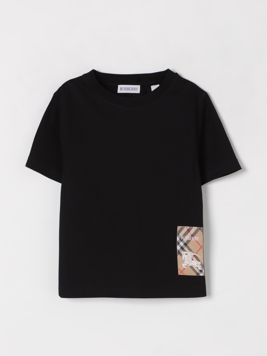 BURBERRY：Tシャツ ボーイ - ブラック | GIGLIO.COMオンラインの