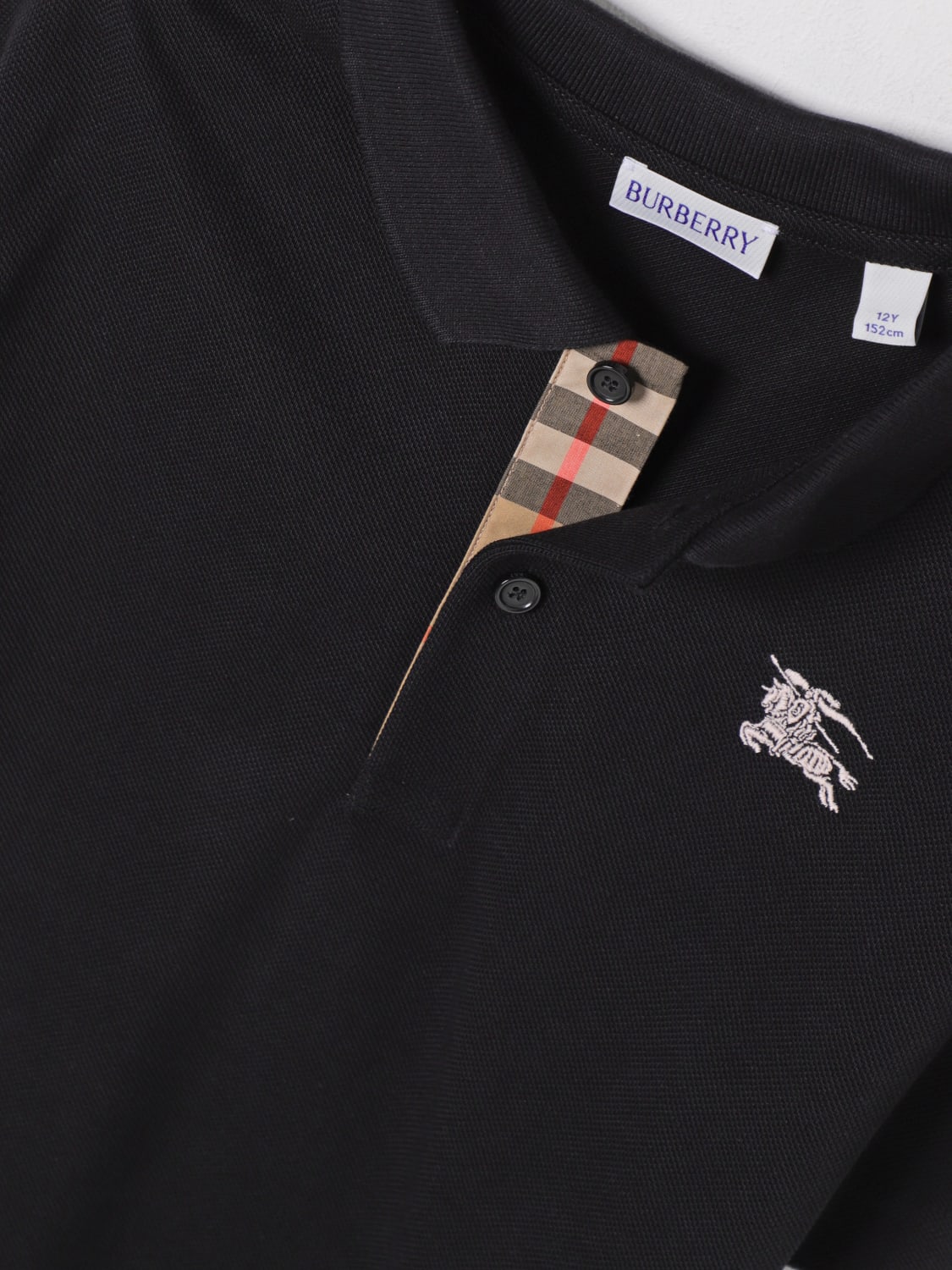 BURBERRY POLO衫: Polo衫 儿童 Burberry, 黑色 - Img 3