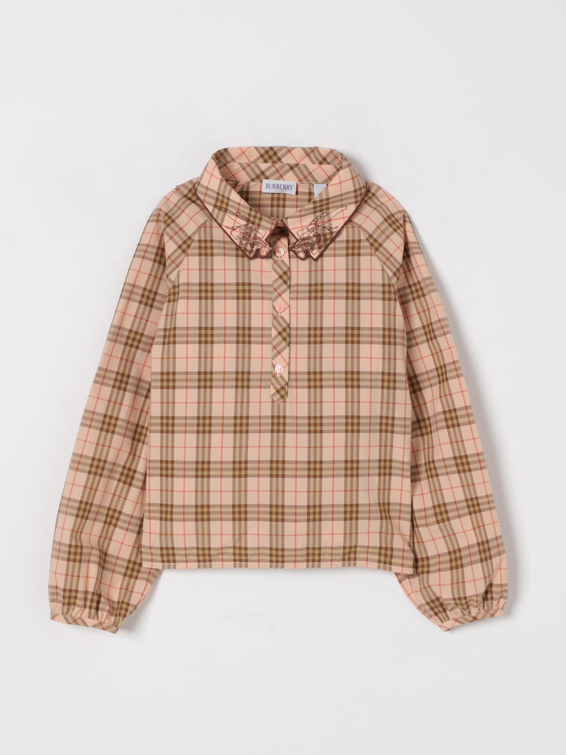 BURBERRY CAMICIA: Camicia tartan con logo Burberry, Beige - Img 1
