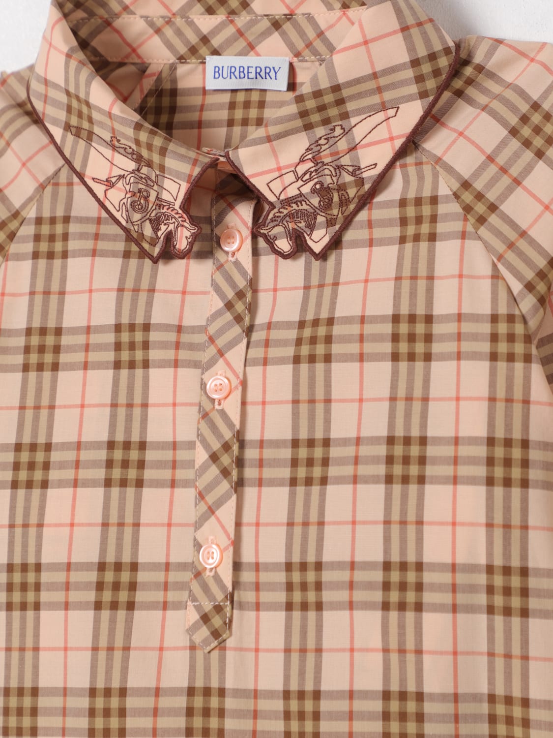 BURBERRY CAMICIA: Camicia tartan con logo Burberry, Beige - Img 3
