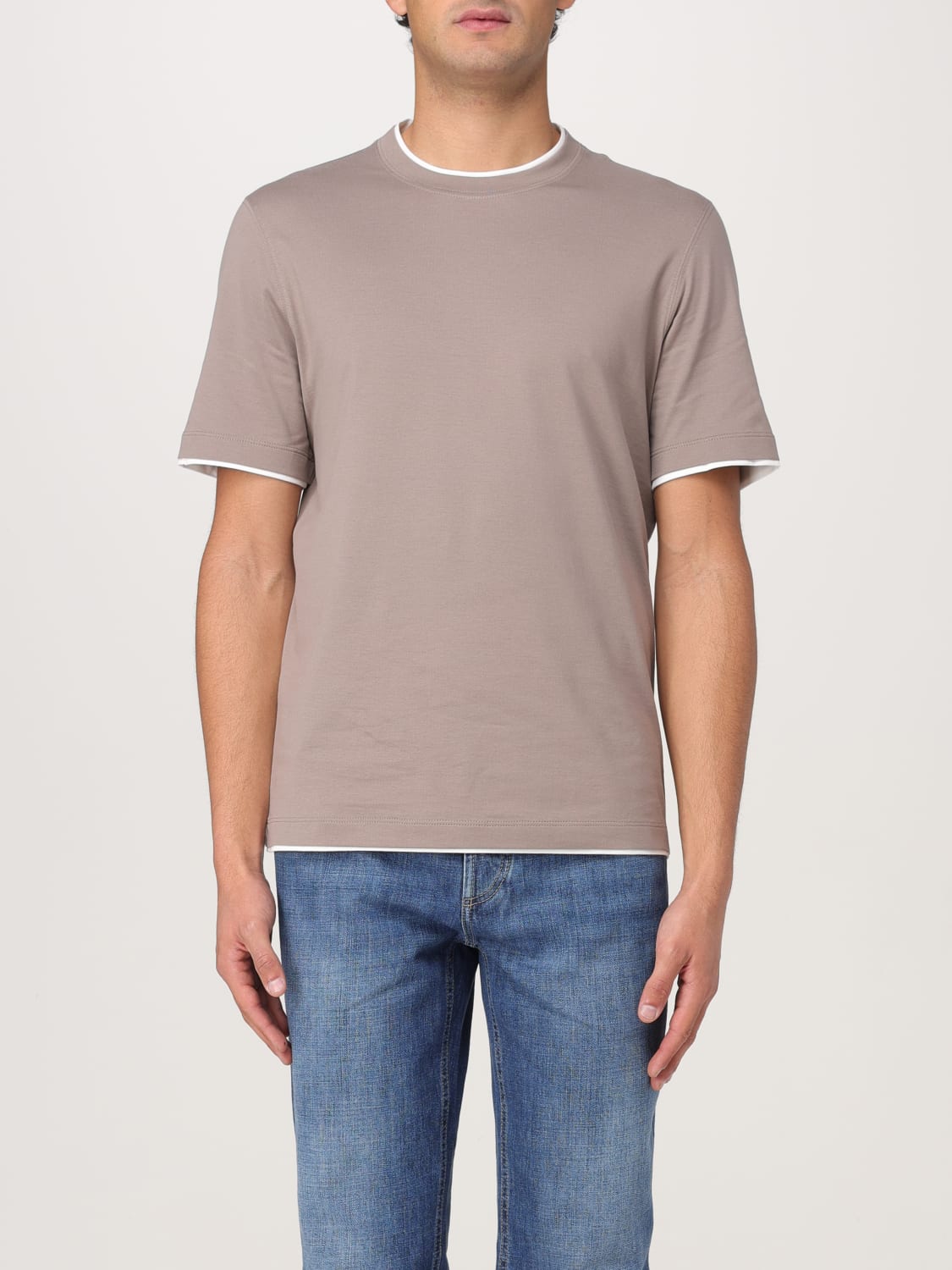 BRUNELLO CUCINELLI T恤: T恤 男士 Brunello Cucinelli, 棕色 - Img 1