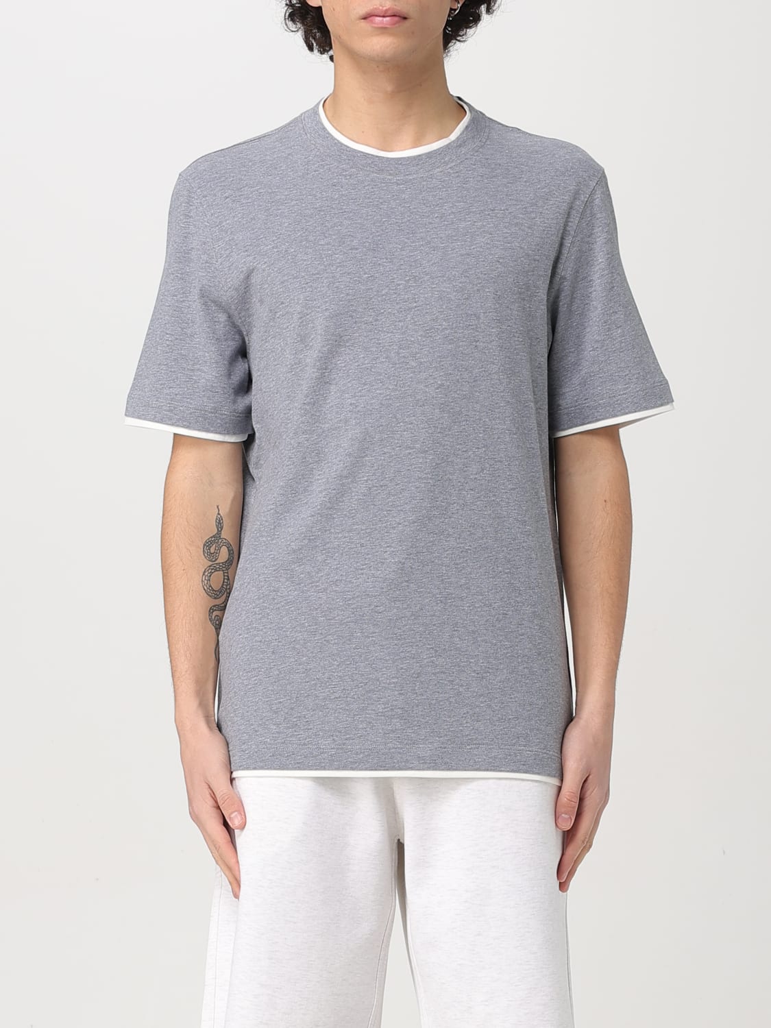 BRUNELLO CUCINELLI T恤: T恤 男士 Brunello Cucinelli, 灰色 2 - Img 1