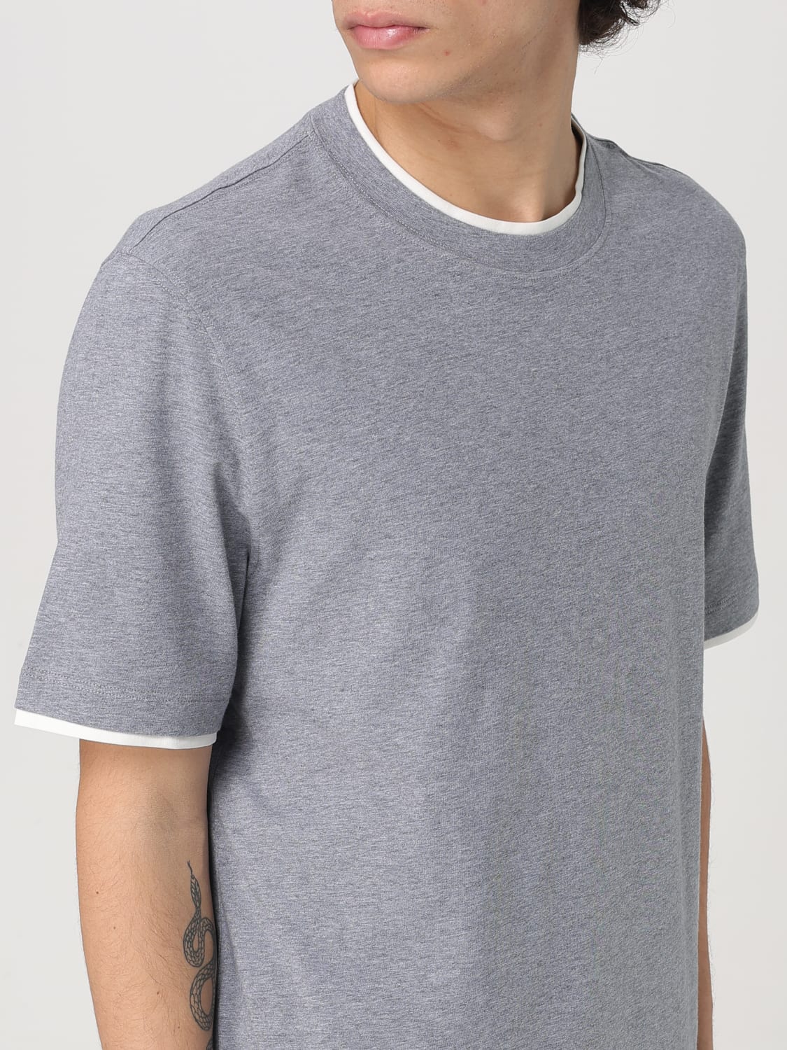 BRUNELLO CUCINELLI T恤: T恤 男士 Brunello Cucinelli, 灰色 2 - Img 5