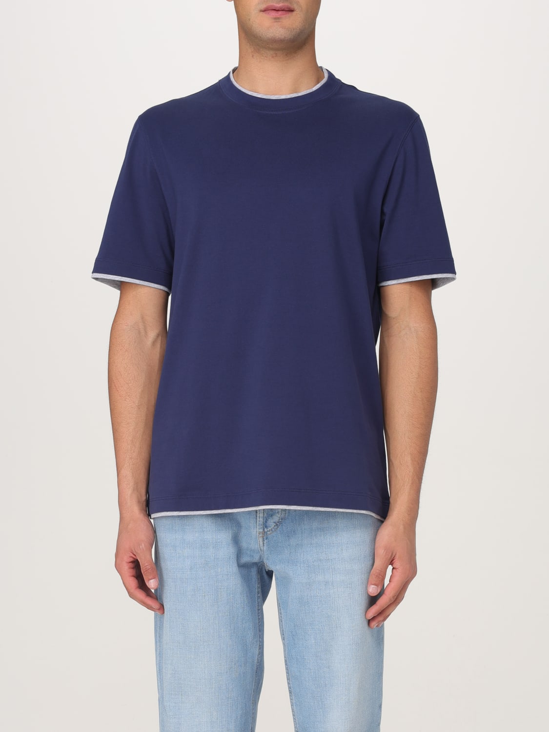 BRUNELLO CUCINELLI T-SHIRT: T-shirt men Brunello Cucinelli, Blue 1 - Img 1