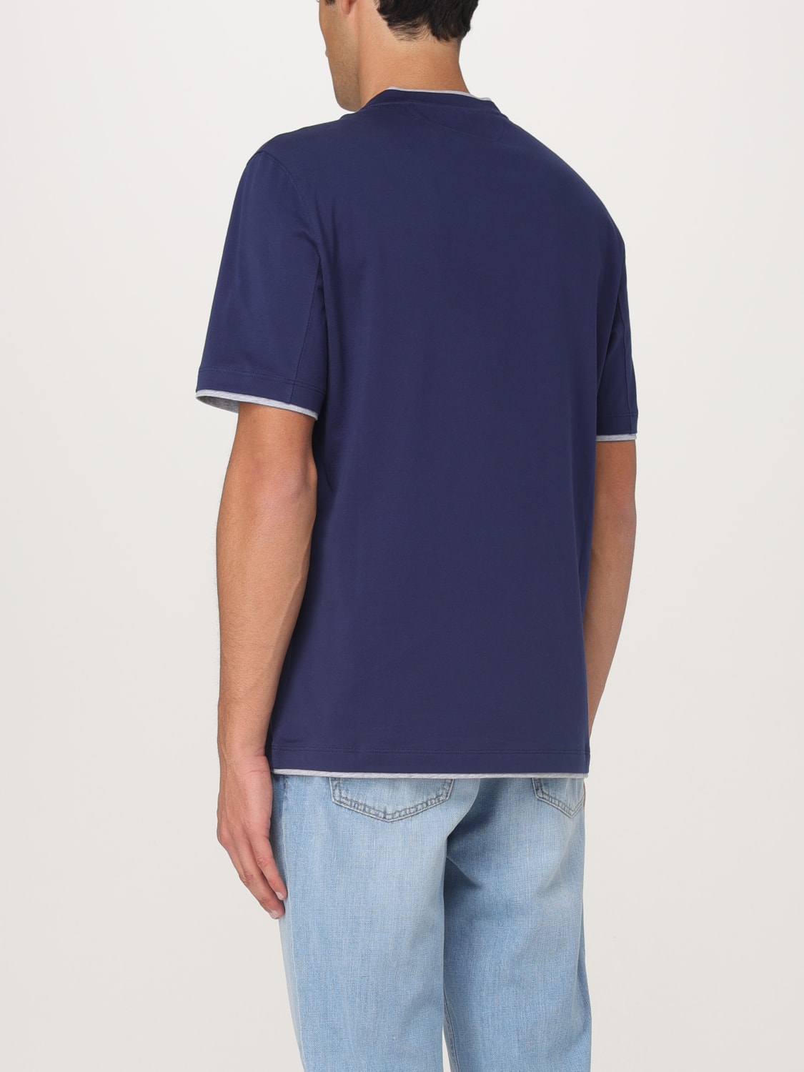 BRUNELLO CUCINELLI T-SHIRT: T-shirt men Brunello Cucinelli, Blue 1 - Img 3