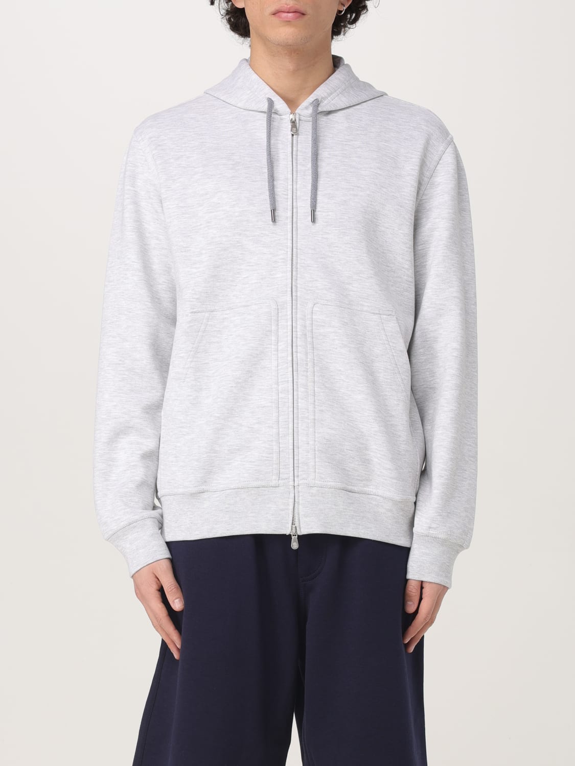 Brunello Cucinelli｜HOOD/ZIP-UP (MM8319069G C1253) Brunello Cucinelli Zip-Up Drawstring Hoodie In Grey - 31
