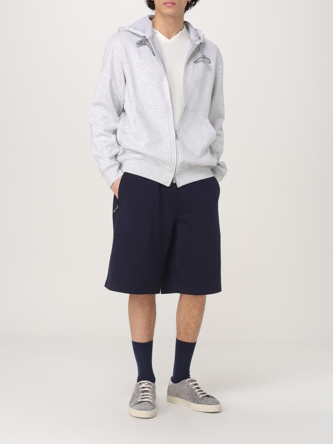 Brunello Cucinelli MBHID2664C5859 関税送料込 Brunello Cucinelli - Blue and Grey Cashmere Full Zip Sweater