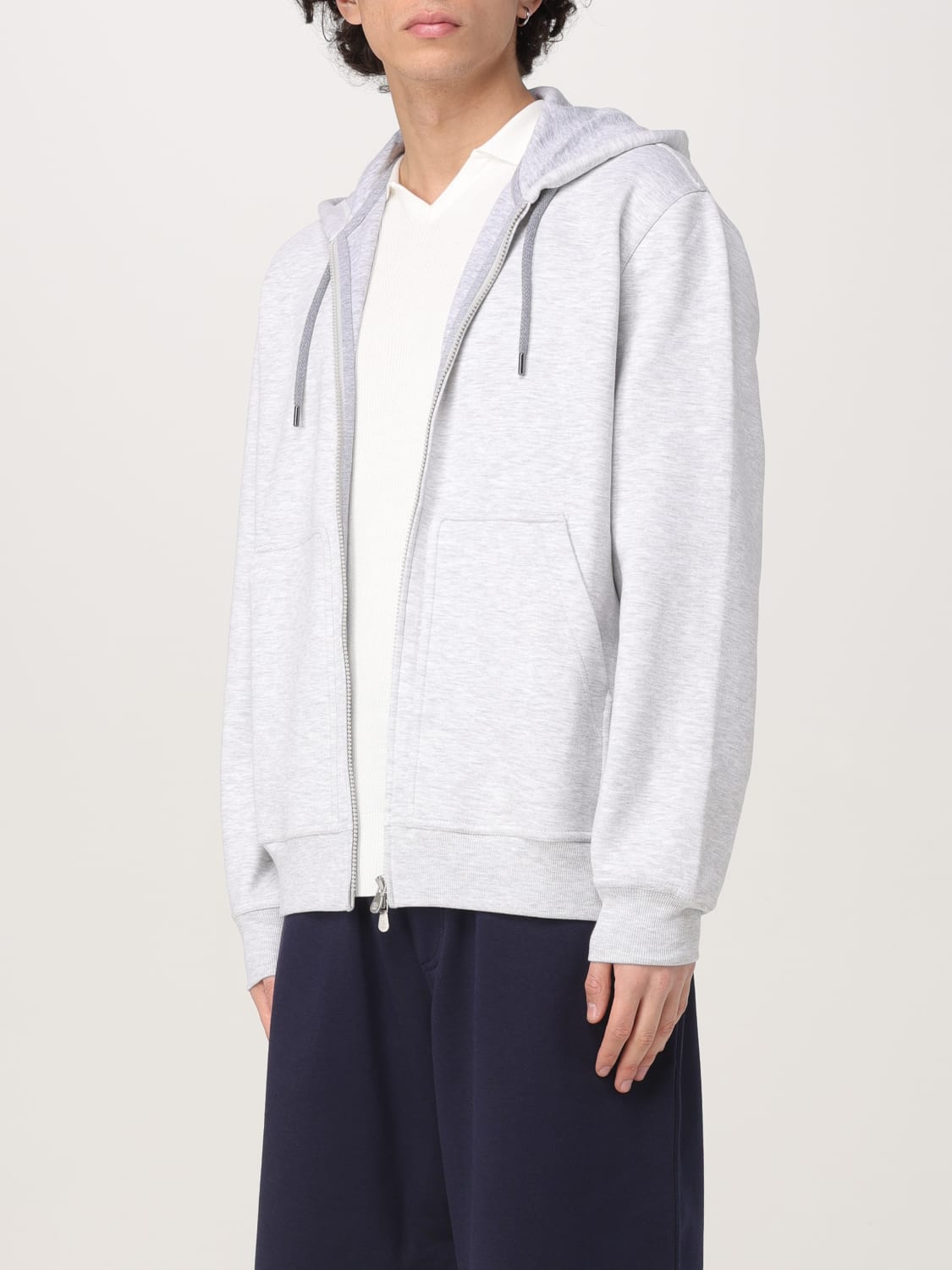 Brunello Cucinelli MBHID2664C5859 関税送料込 Brunello Cucinelli - Blue and Grey Cashmere Full Zip Sweater