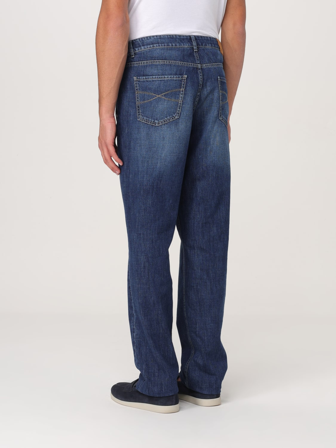 BRUNELLO CUCINELLI 牛仔裤: 牛仔裤 男士 Brunello Cucinelli, 蓝色 - Img 3