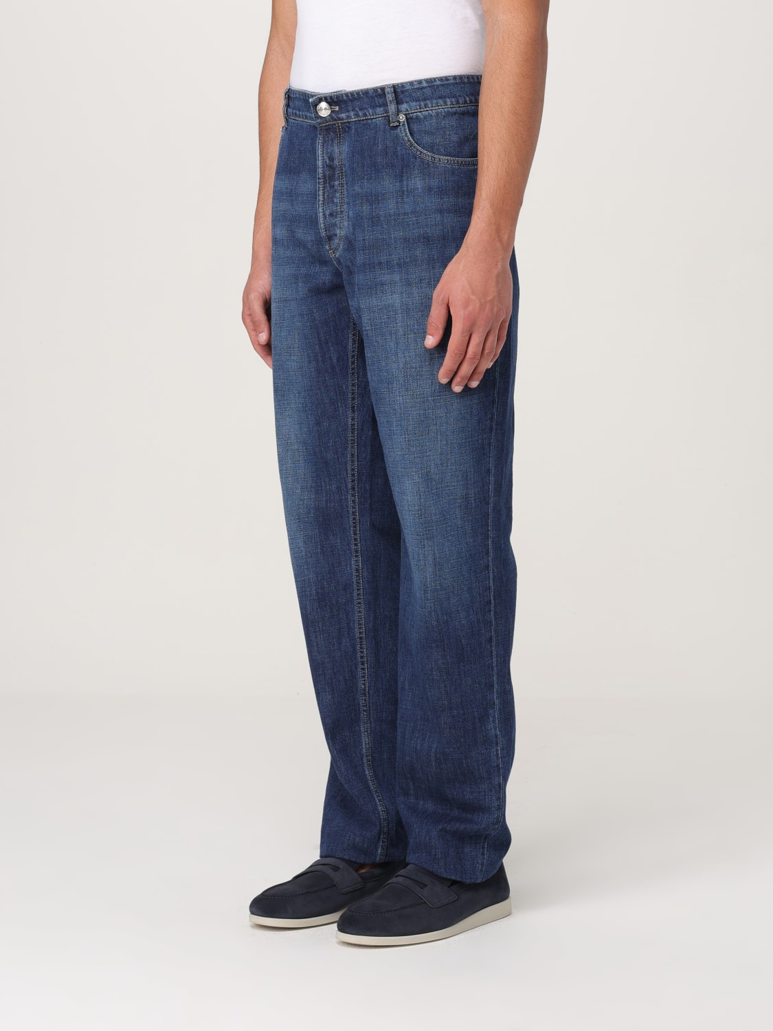 BRUNELLO CUCINELLI 牛仔裤: 牛仔裤 男士 Brunello Cucinelli, 蓝色 - Img 4