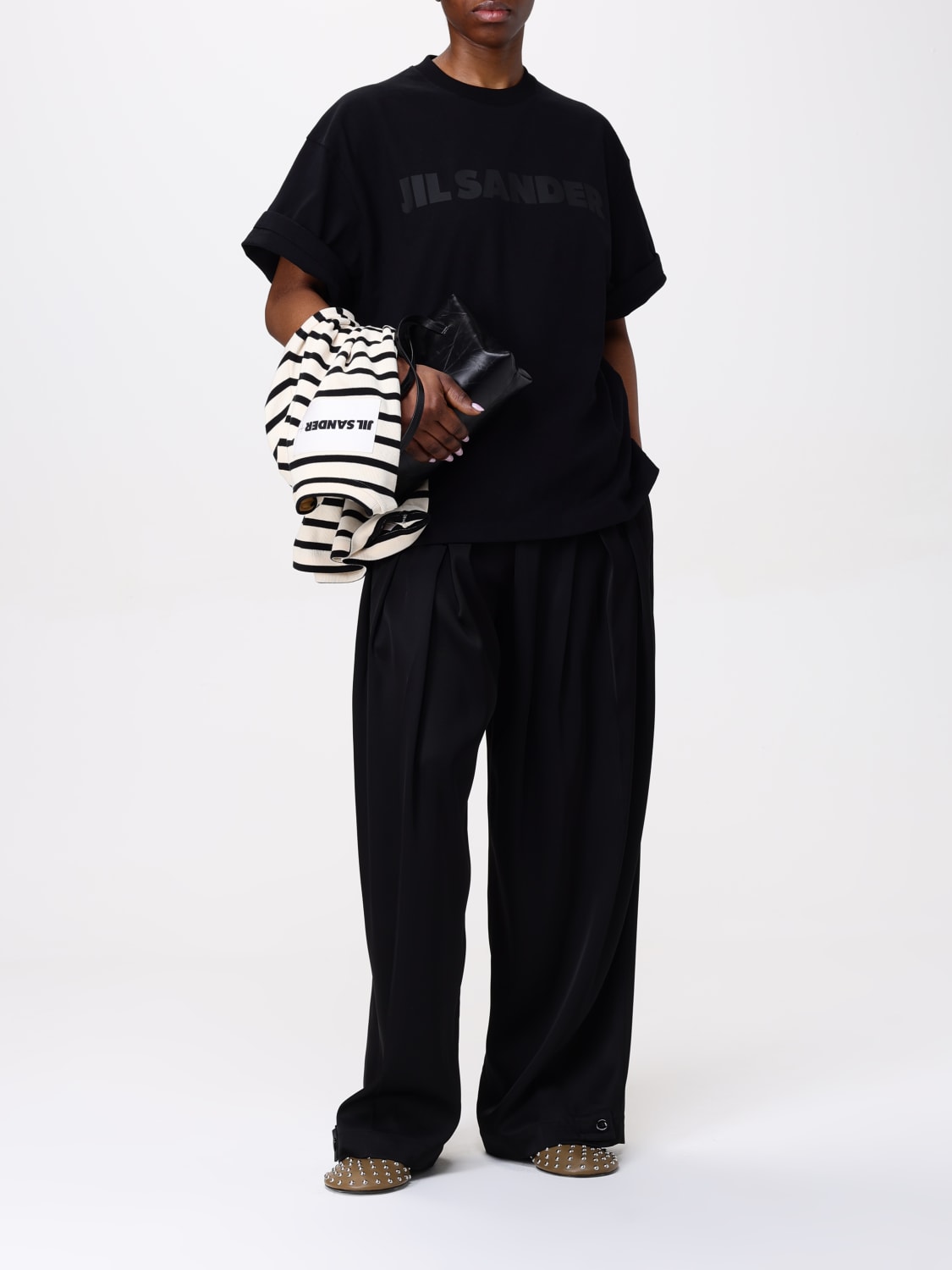 Tシャツ・カットソー Jil Sander FW25 Black cotton t-shirt (J03GC0137J20243 001) Logo T-Shirt Woman | Jil Sander Official Online Store