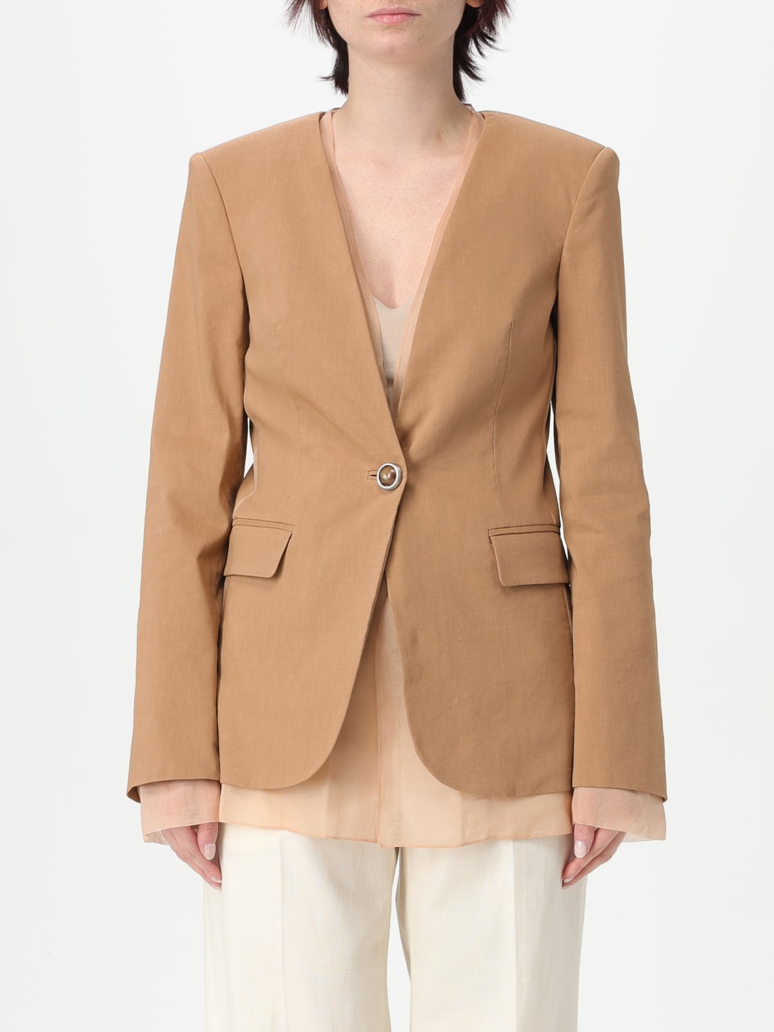 PINKO BLAZER: Blazer Pinko in misto lino , Marrone - Img 1