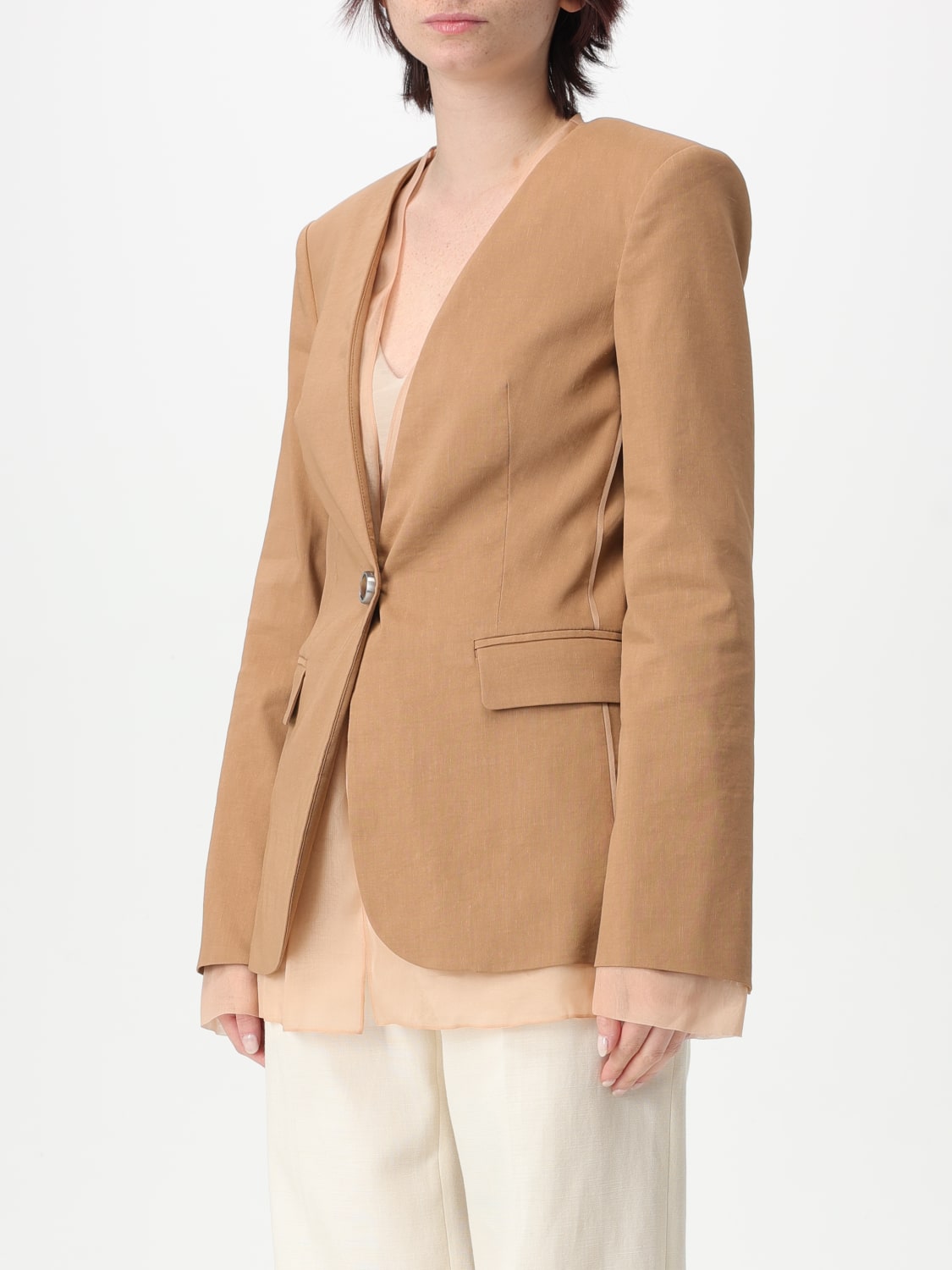 PINKO BLAZER: Blazer Pinko in misto lino , Marrone - Img 3