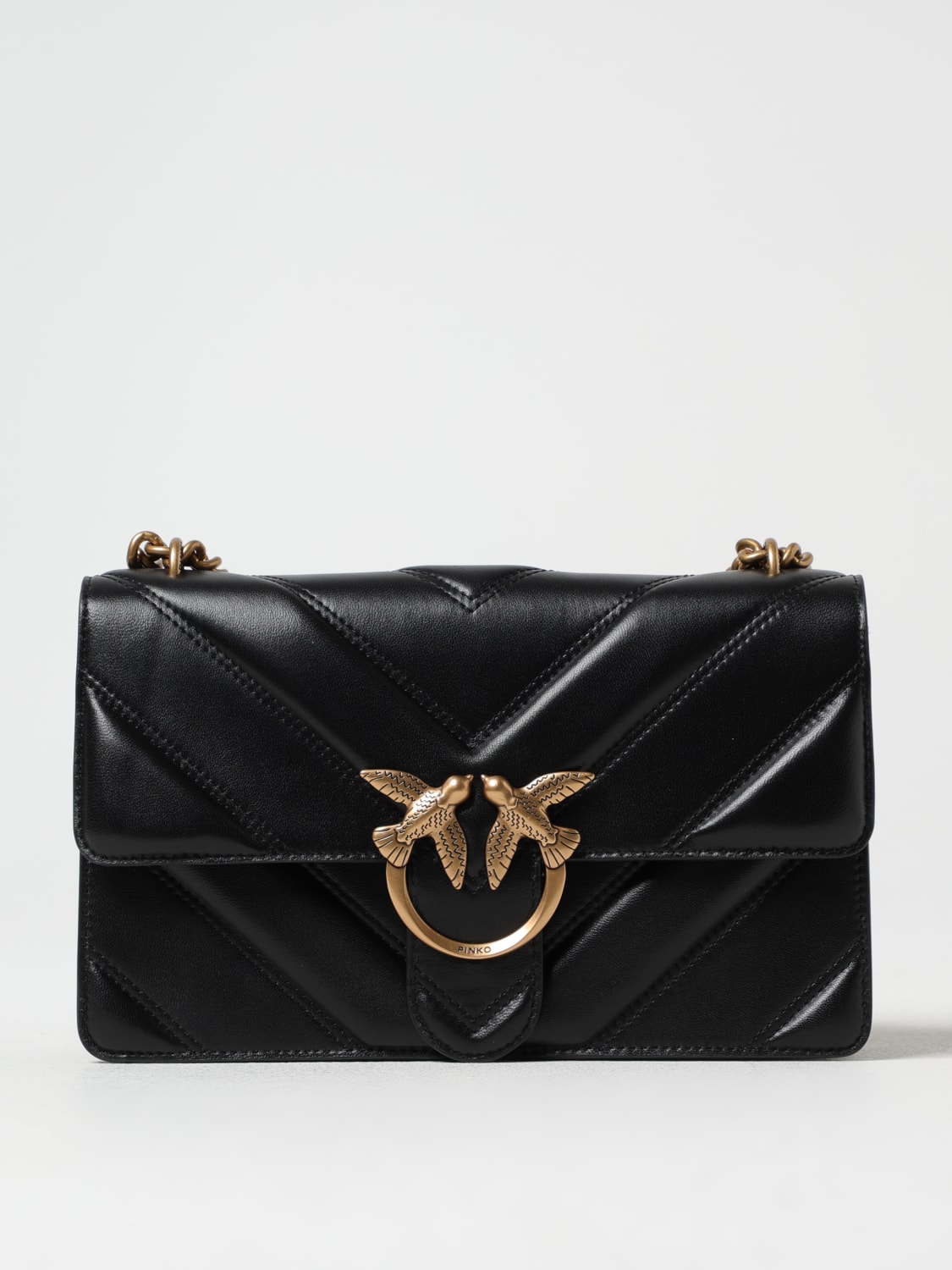 PINKO: Love One quilted Nappa leather crossbody bag - Black