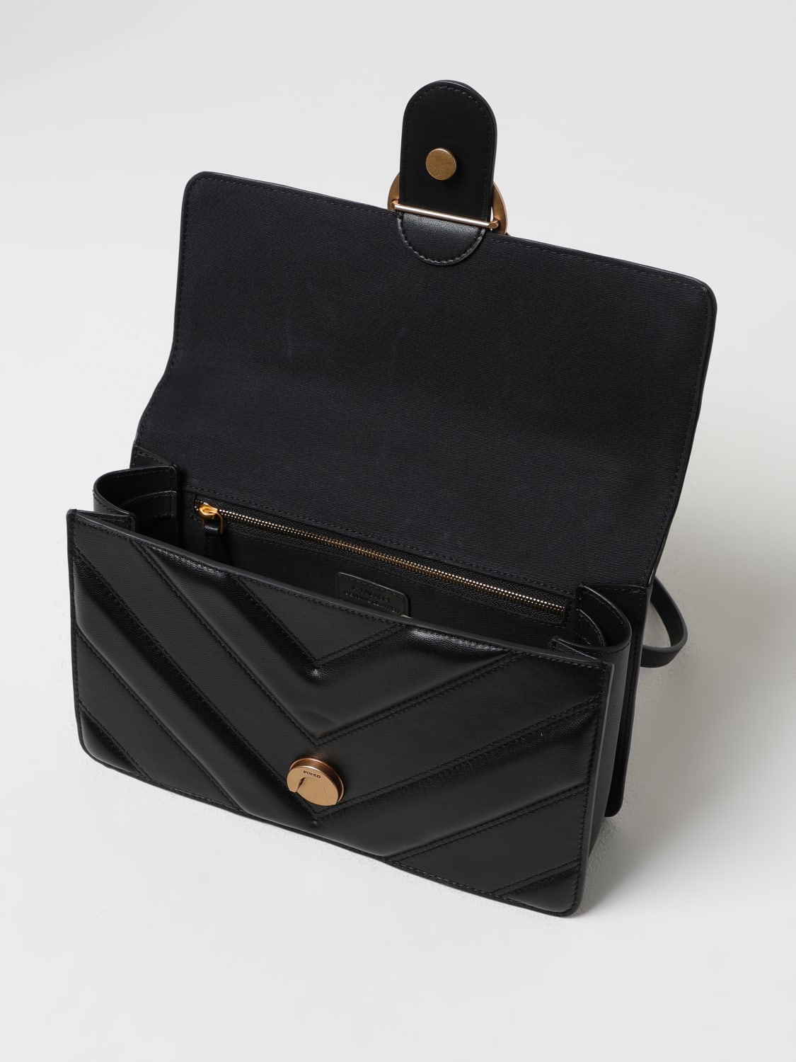 PINKO: Love One quilted Nappa leather crossbody bag - Black
