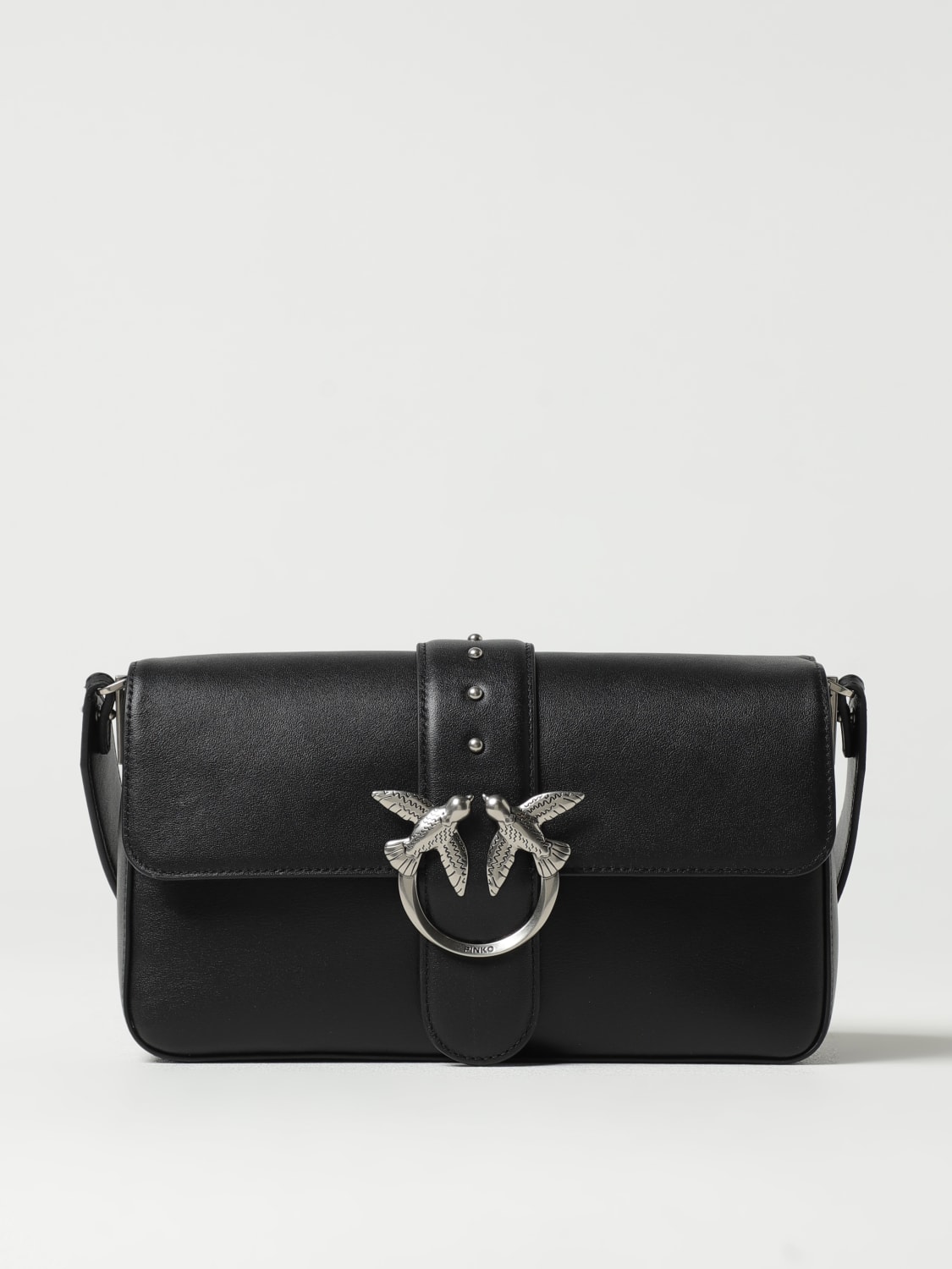 ★関税込み★ PINKO BLACK LEATHER SHOULDER BAG PINKO Love Birds Leather Shoulder Bag | Black | FARFETCH JO