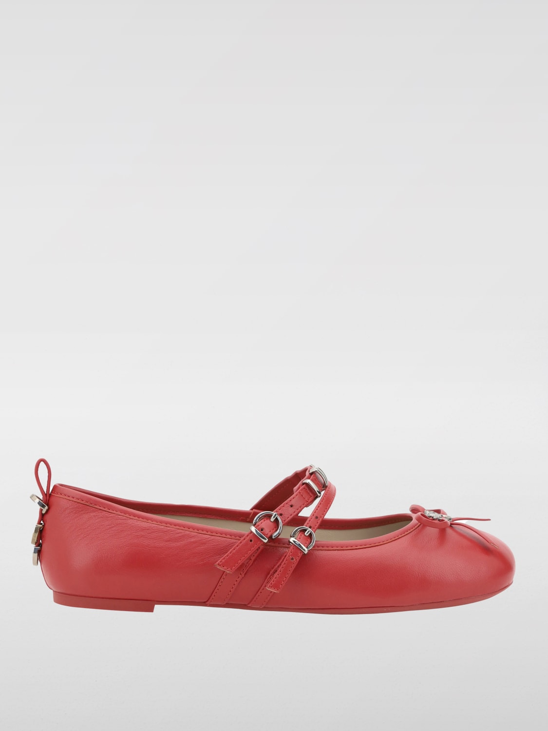 フラットシューズ PINKO GIOIA 03 - BALLERINA LAMINATED NAPPA \nSILVER PINKO: Ballerina Gioia in pelle con fiocco - Rosso