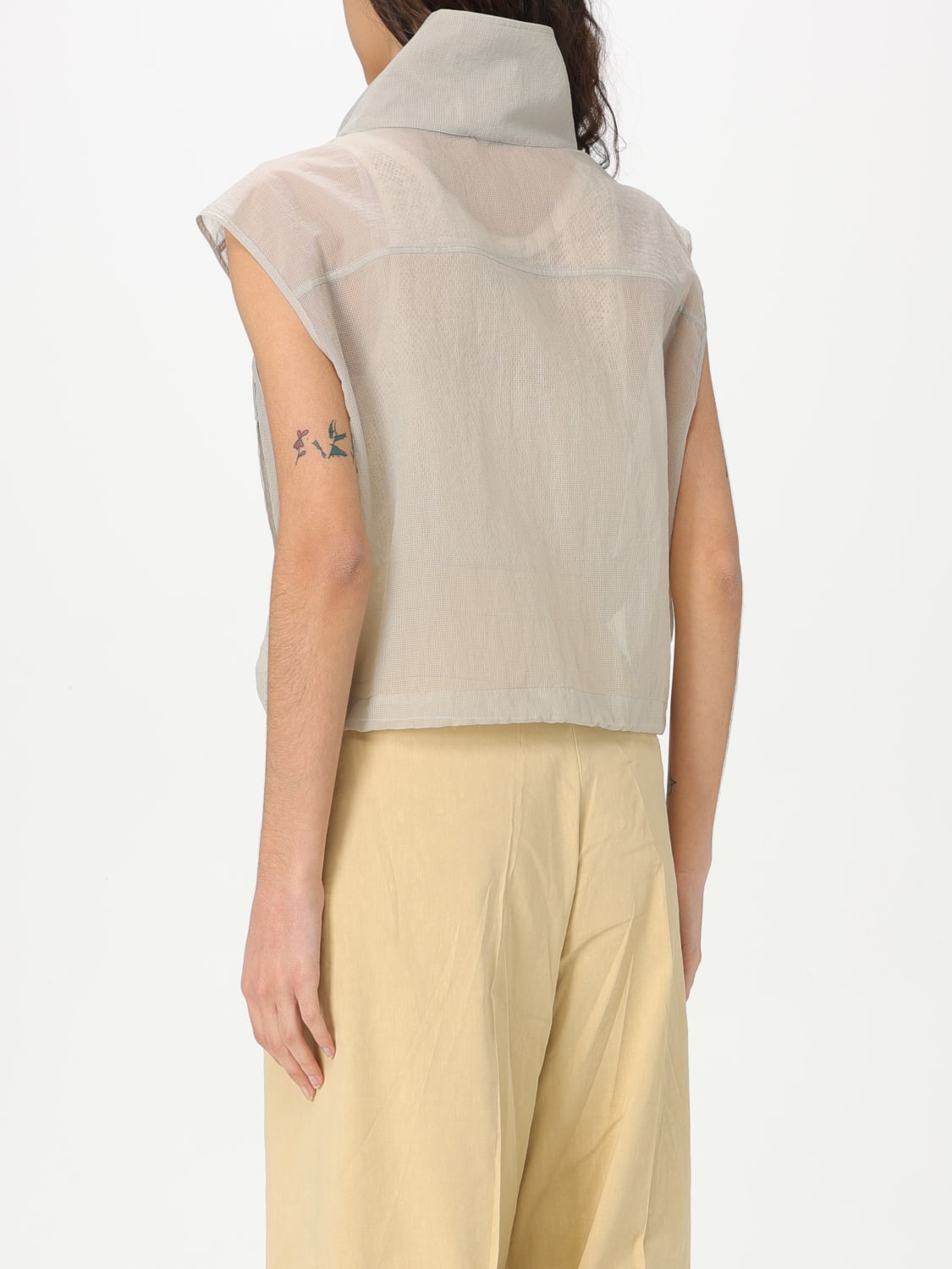 PINKO GILET: Gilet crop Pinko in tessuto Ripstop, Perla - Img 2