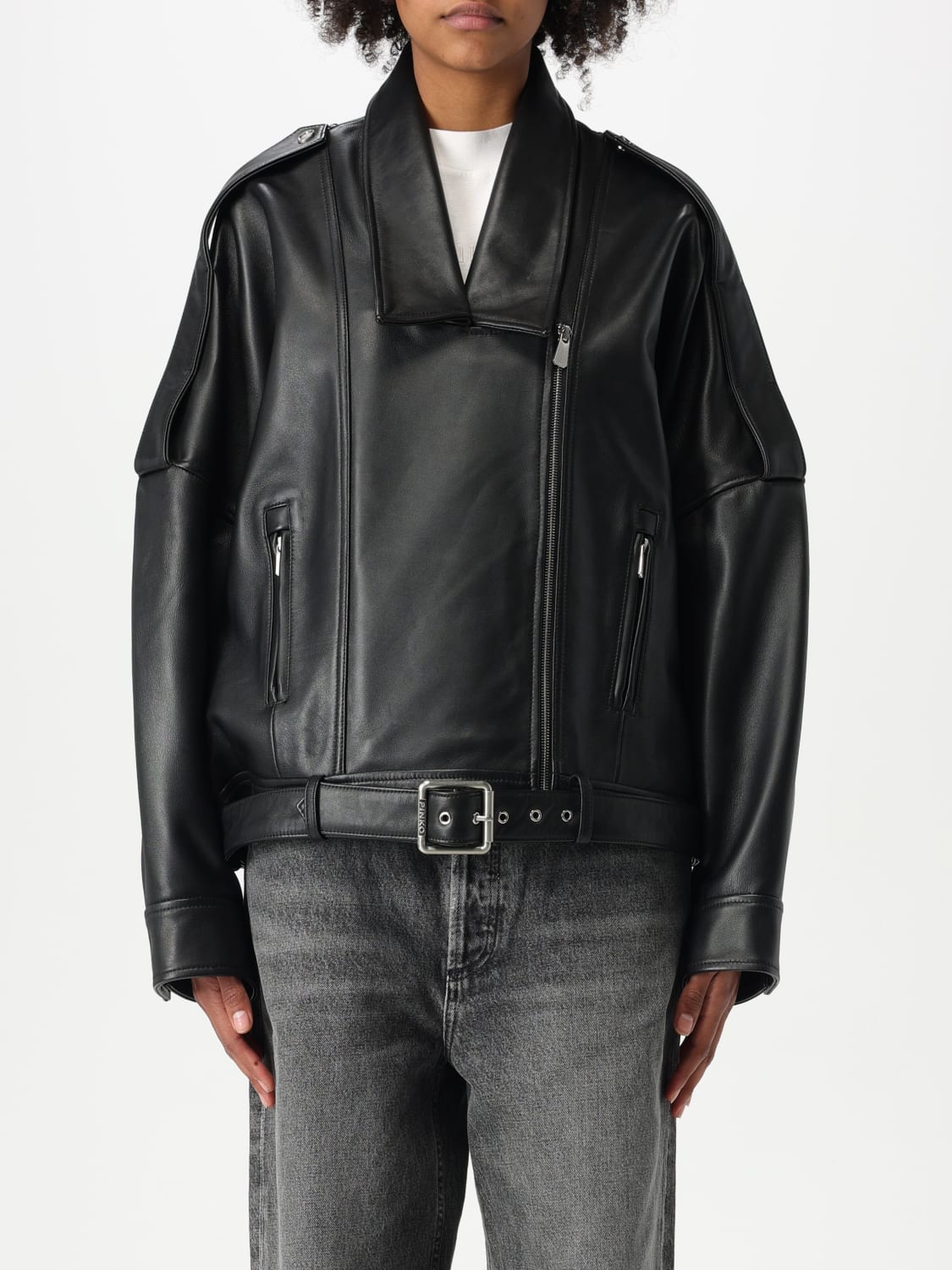ジャケット PINKO Woman Jacket Leather 104877A21L L83 PINKO: Jacket woman - Black | Pinko jacket 104877A21L online