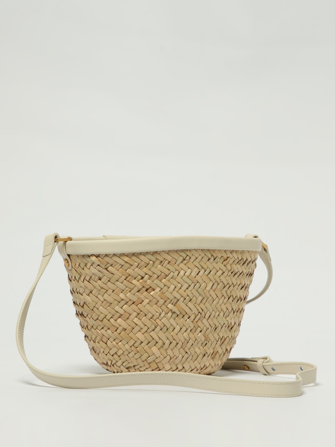 PINKO BORSA A TRACOLLA: Borsa a secchiello in rafia Pinko, Bianco - Img 2