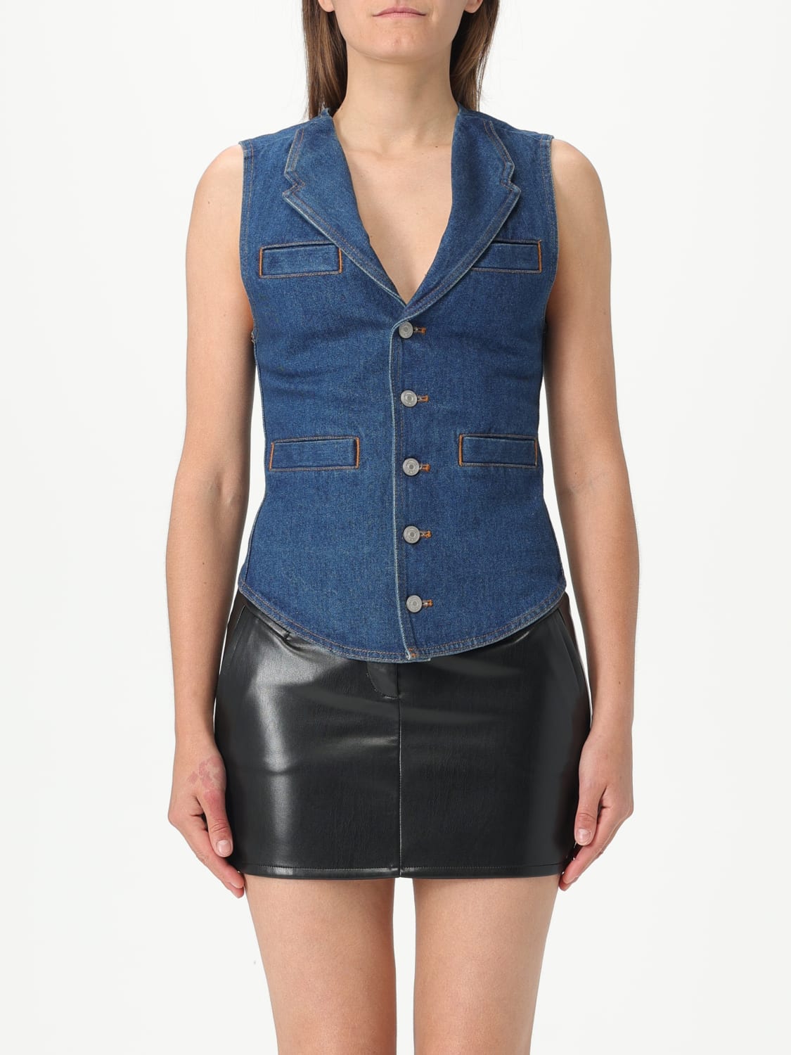 アウターその他 PINKO Woman Waistcoat Denim 105072A2JW PJL PINKO: Waistcoat woman - Denim | Pinko waistcoat 105072A2JW