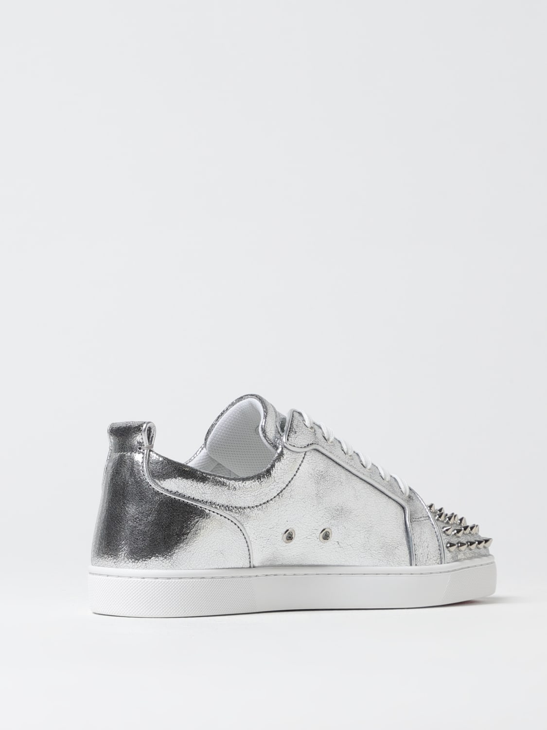 CHRISTIAN LOUBOUTIN SNEAKERS: Sneakers Louis Junior Spikes Christian Louboutin in pelle laminata , Argento - Img 3