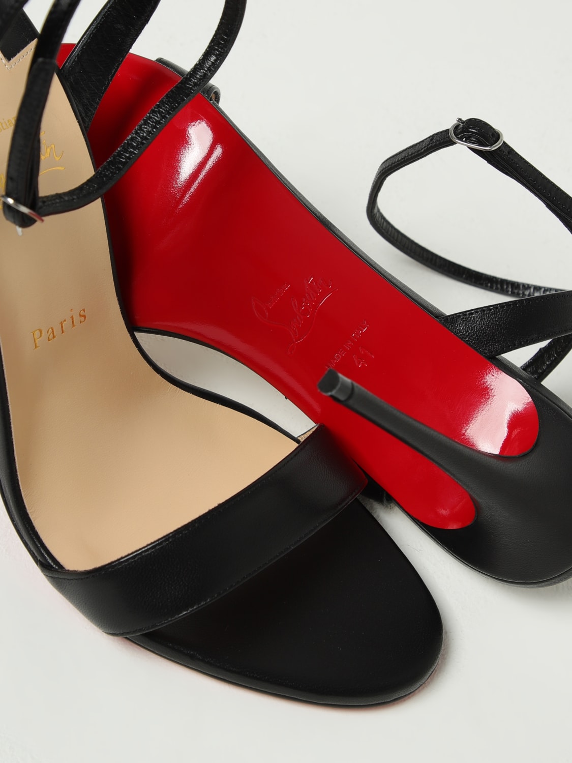 シューズ・サンダルその他 CHRISTIAN LOUBOUTIN Woman Heeled sandals Black 3210851 BK01 Loubigirl - 100 mm Strappy sandals - Nappa leather - Black