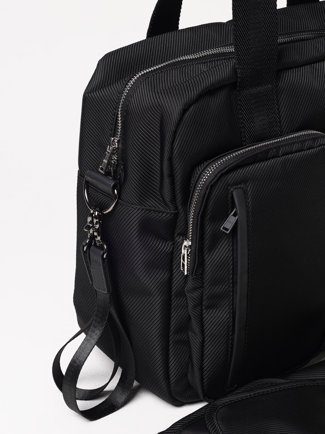 BOSS CORREDI BAMBINI: Diaper bag in poliestere con logo Boss, Nero - Img 3