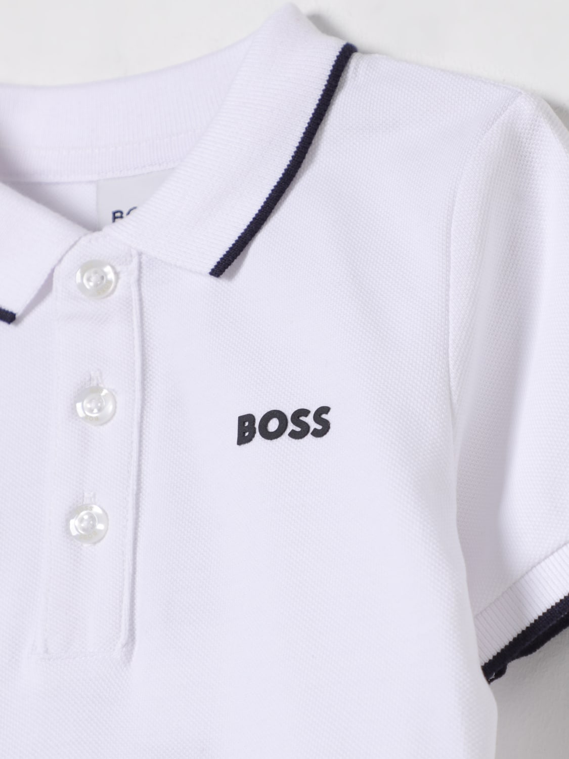 BOSS T-SHIRT: Polo in cotone con mini logo Boss, Bianco - Img 3