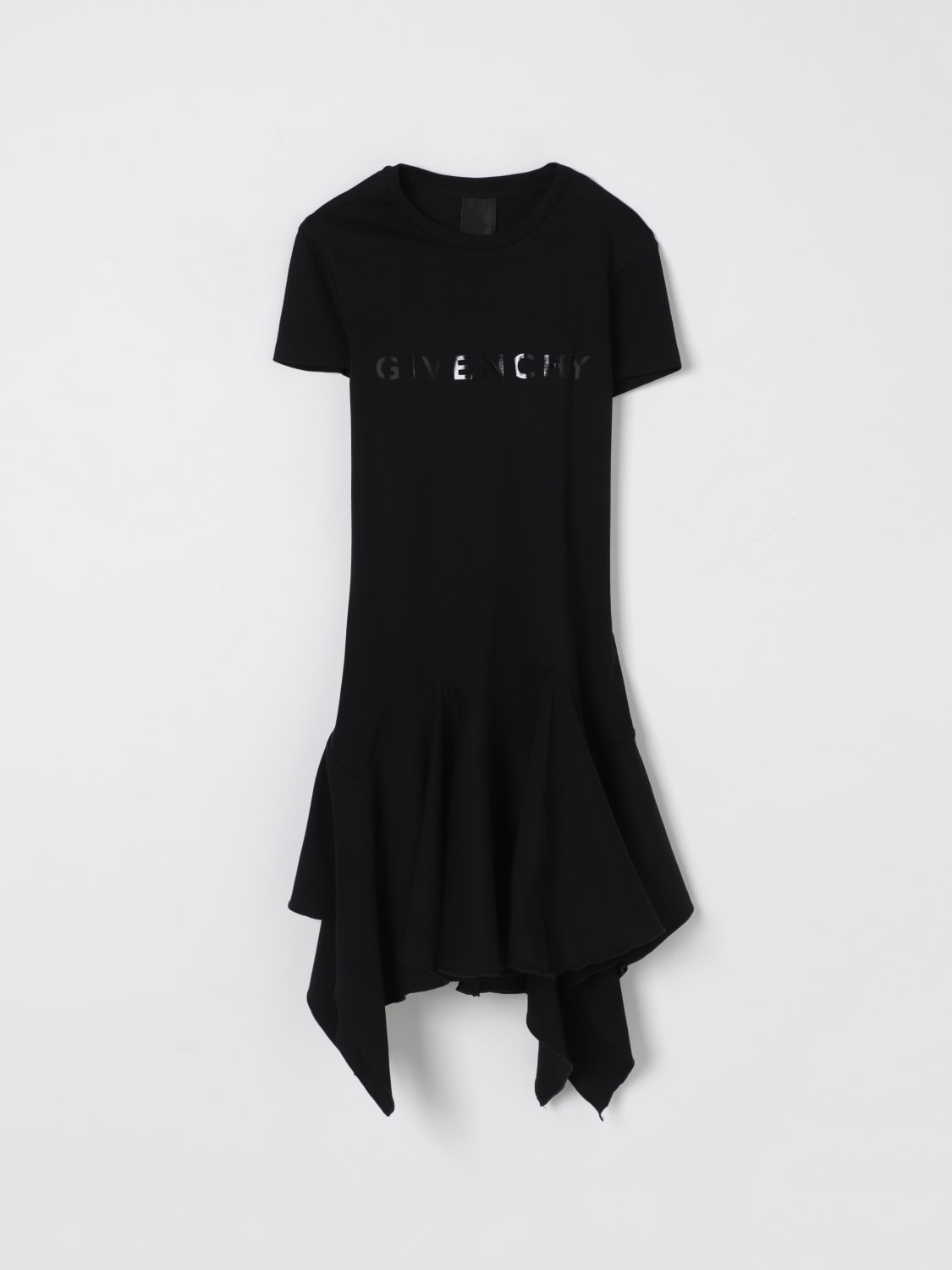 GIVENCHY ABITO: Abito Givenchy in cotone con logo tono su tono, Nero - Img 1