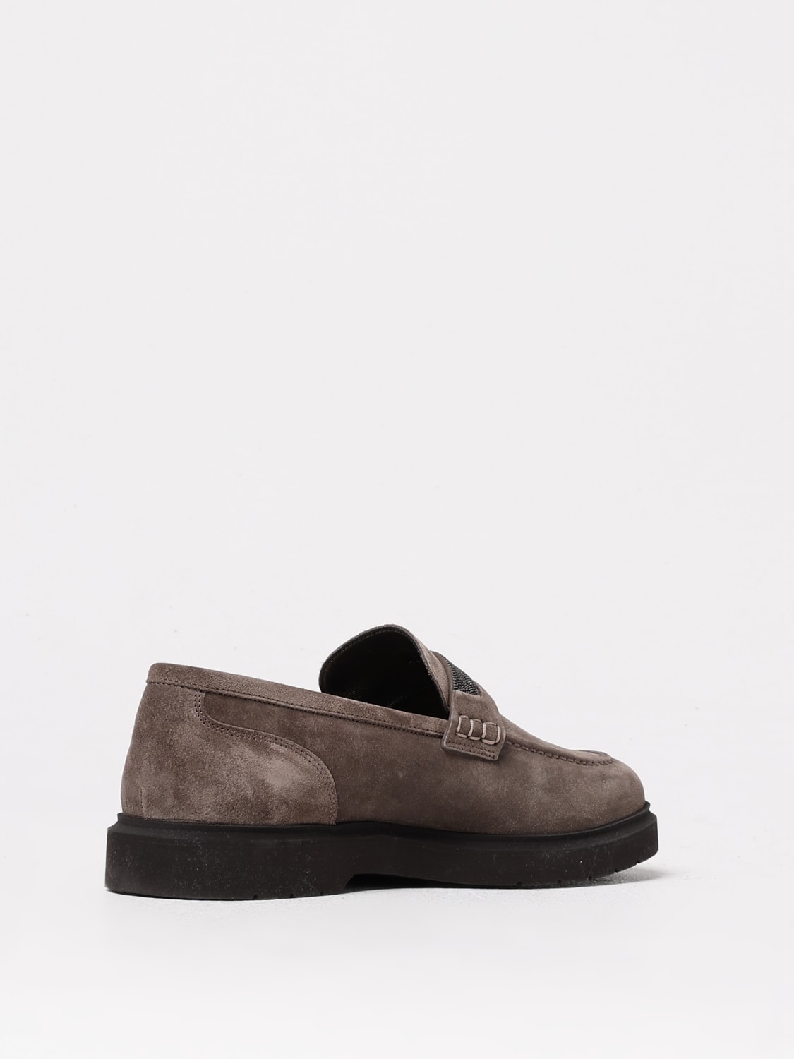 BRUNELLO CUCINELLI MOCASSINI: Mocassino Brunello Cucinelli in camoscio con monile , Moro - Img 3