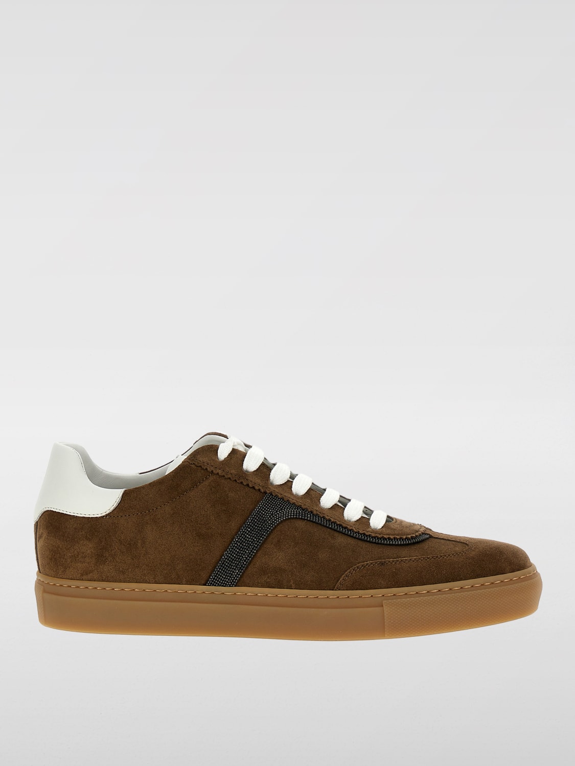 BRUNELLO CUCINELLI SNEAKERS: Sneakers Brunello Cucinelli in camoscio con monile , Nero - Img 1