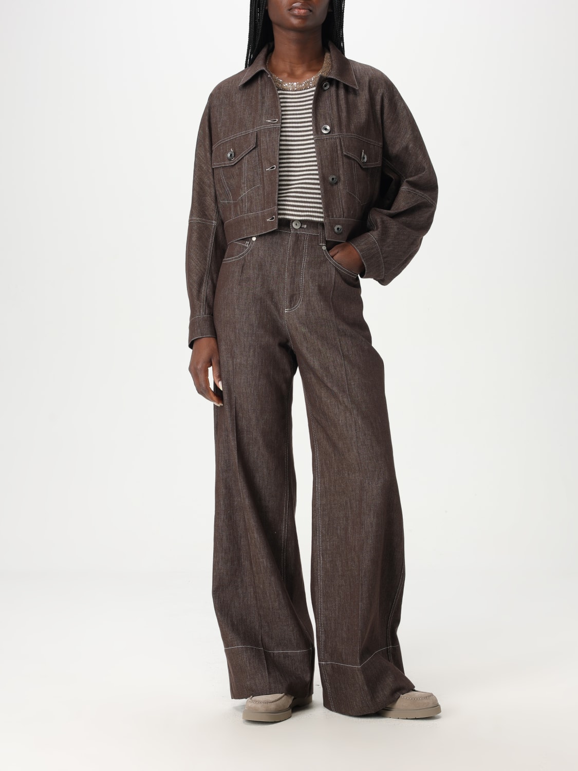ジャケット BRUNELLO CUCINELLI Woman Jacket Brown MB1257816 C003 Brunello Cucinelli Jacket - Brown - Women | MB1257816C003
