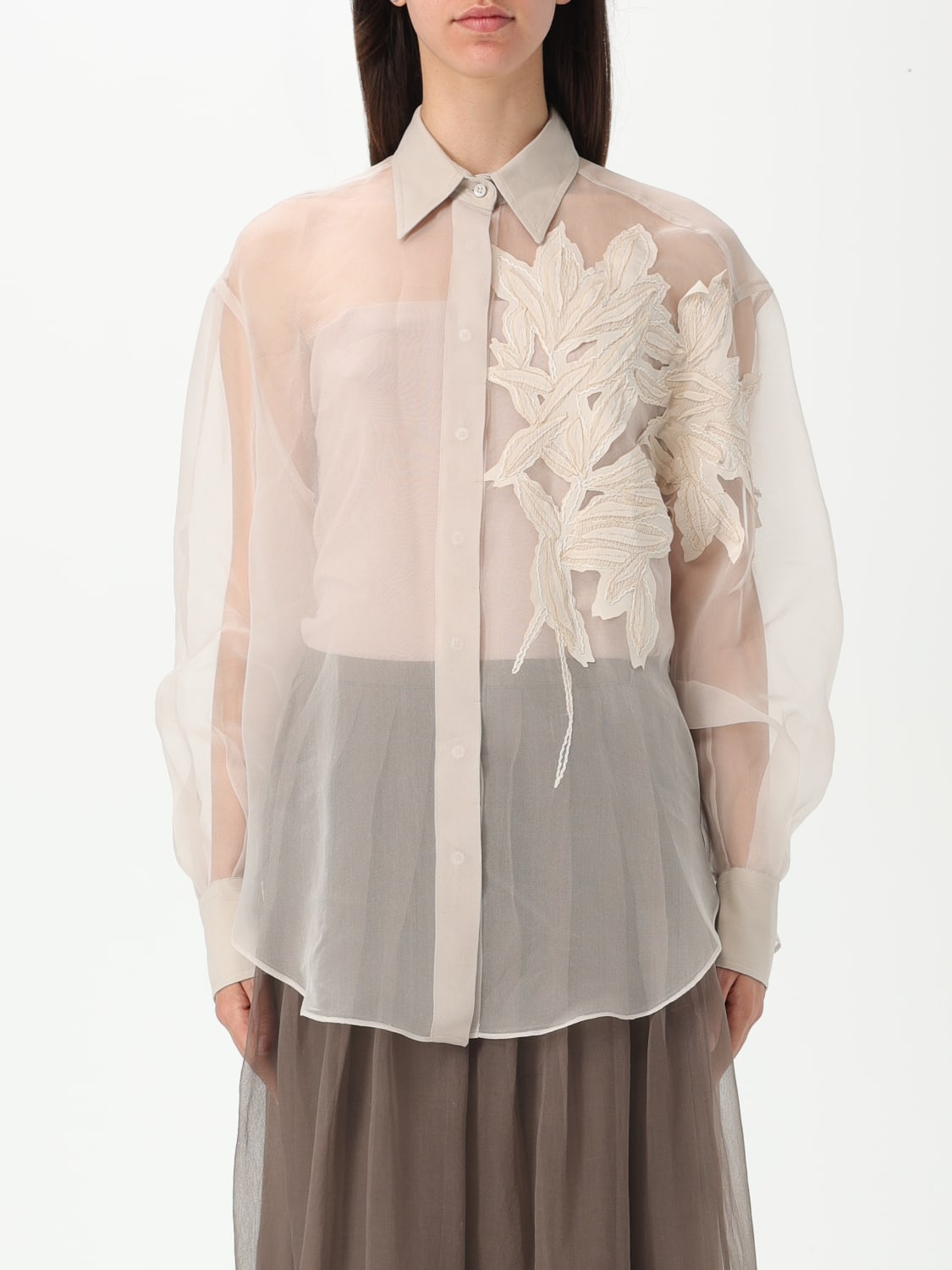 BRUNELLO CUCINELLI: Shirt woman - Beige | Brunello Cucinelli