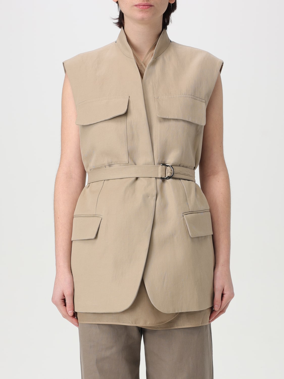アウターその他 BRUNELLO CUCINELLI Woman Waistcoat Beige ML1457345 C2910 BRUNELLO CUCINELLI: Blazer woman - Beige | Brunello