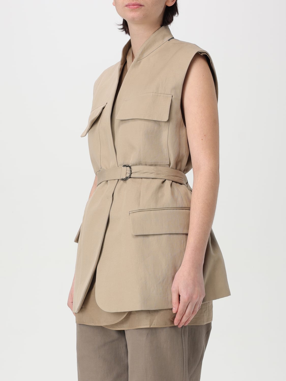 アウターその他 BRUNELLO CUCINELLI Woman Waistcoat Beige ML1457345 C2910 BRUNELLO CUCINELLI: Blazer woman - Beige | Brunello