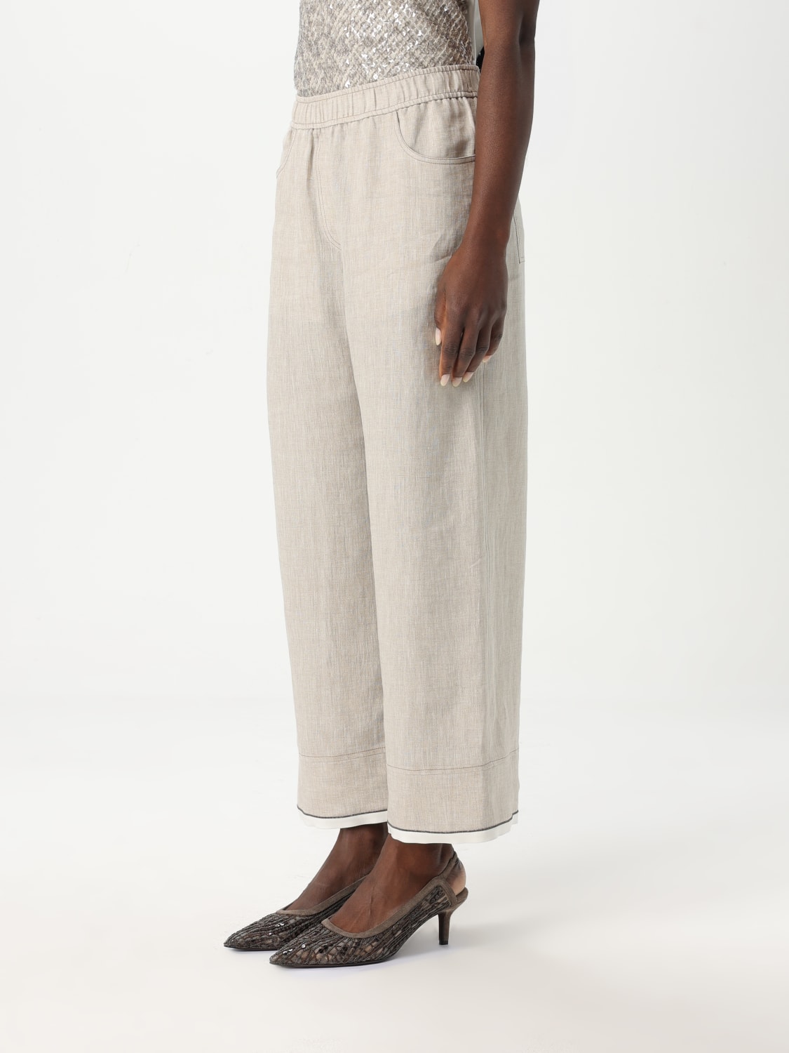 パンツ BRUNELLO CUCINELLI Woman Pants Beige MM633HD669 C200 BRUNELLO CUCINELLI: Pants woman - Beige | Brunello Cucinelli