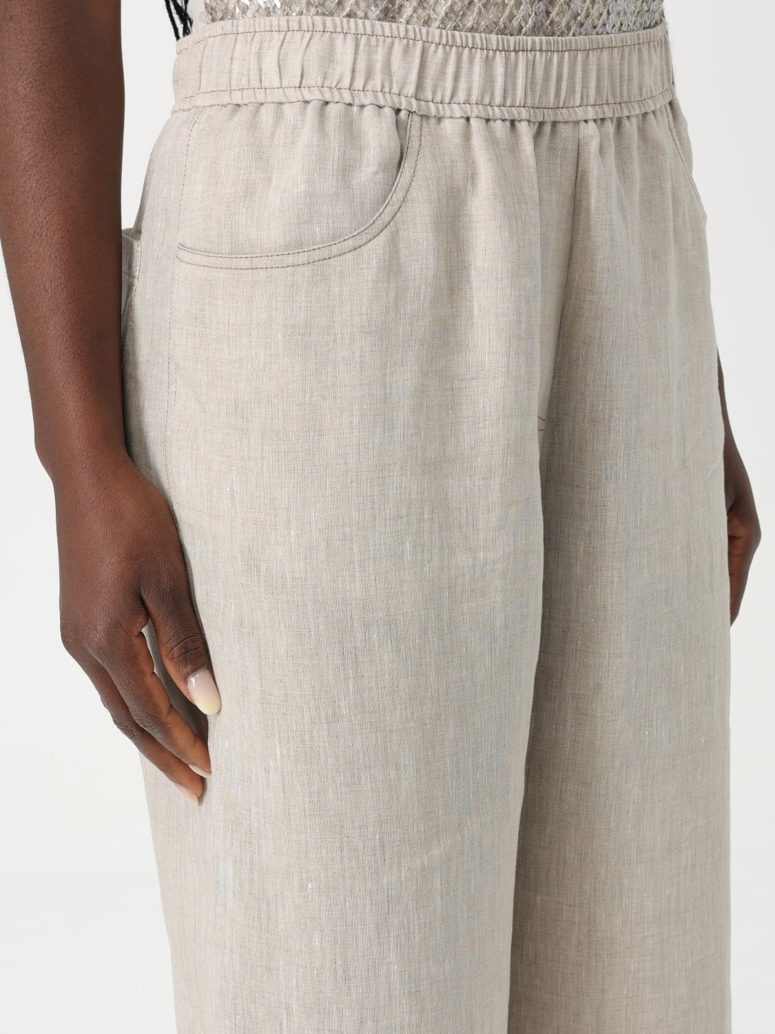 パンツ BRUNELLO CUCINELLI Woman Pants Beige MM633HD669 C200 BRUNELLO CUCINELLI: Trousers woman - Rope | Brunello