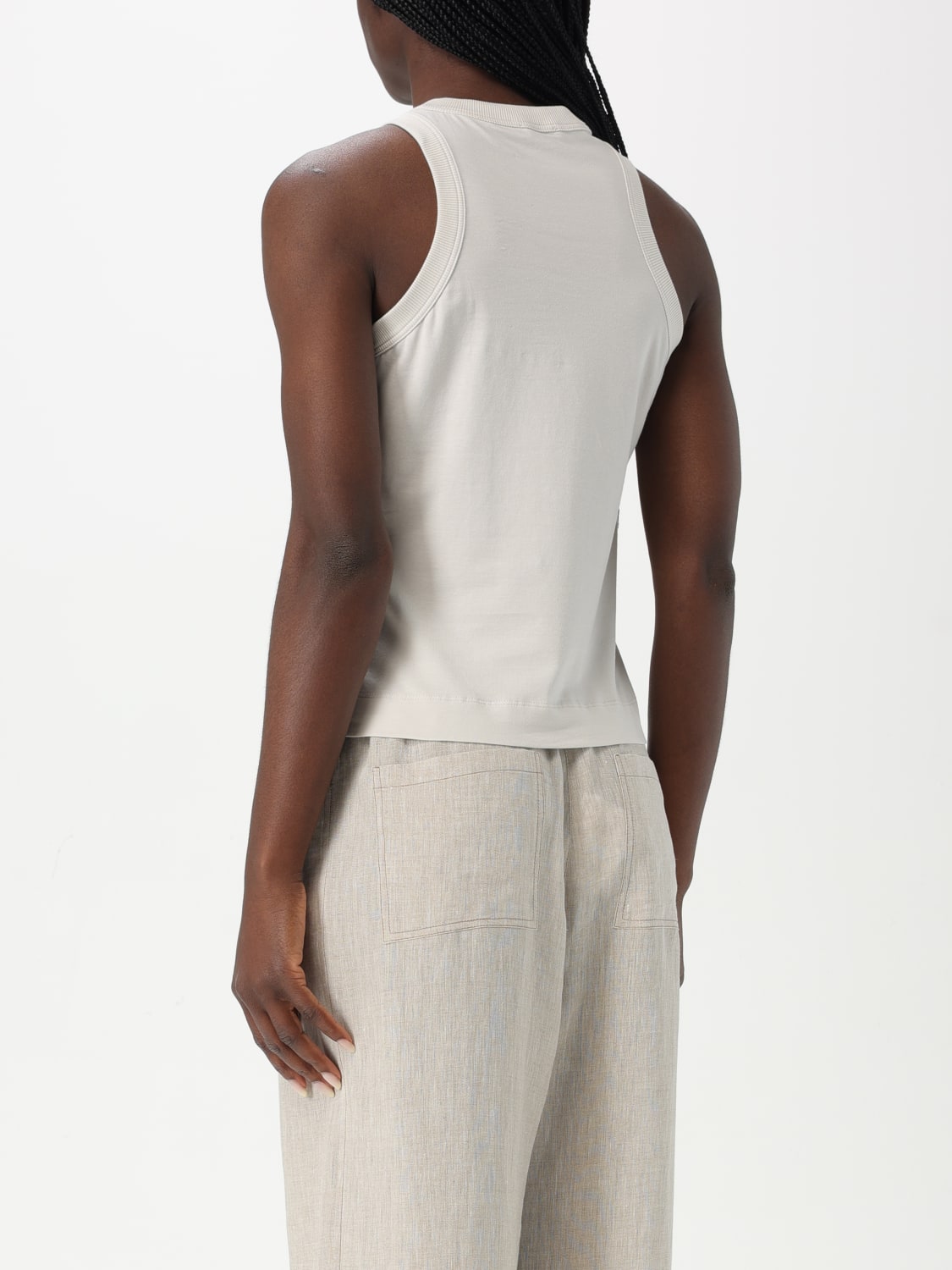 BRUNELLO CUCINELLI TOP: Top Brunello Cucinelli in misto cotone con strass , Panna - Img 3