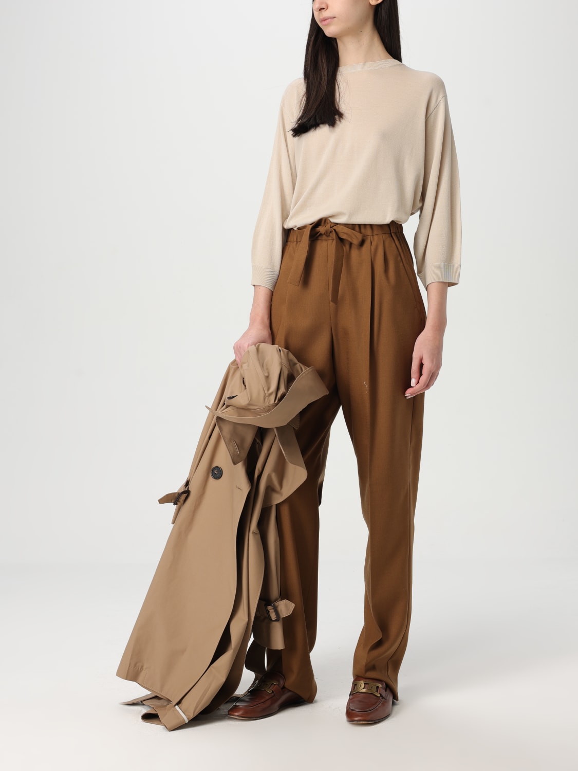 ジャケット MAX MARA THE CUBE Woman Jacket Camel 2519021094650 004 MAX MARA THE CUBE: double-breasted cotton blend trench coat