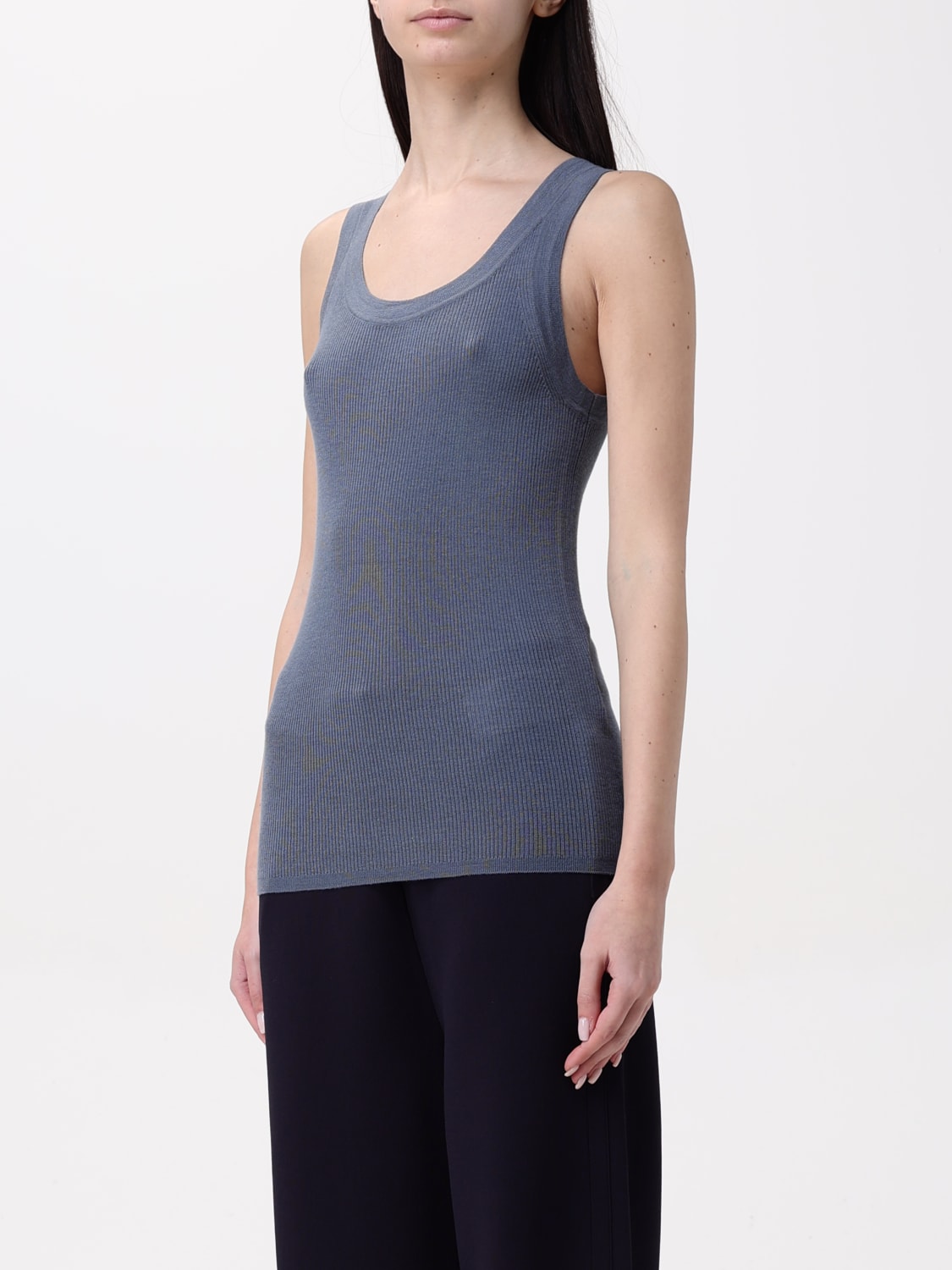 MAX MARA T-SHIRTS: Canotta Max Mara in lana vergine , Acqua - Img 4