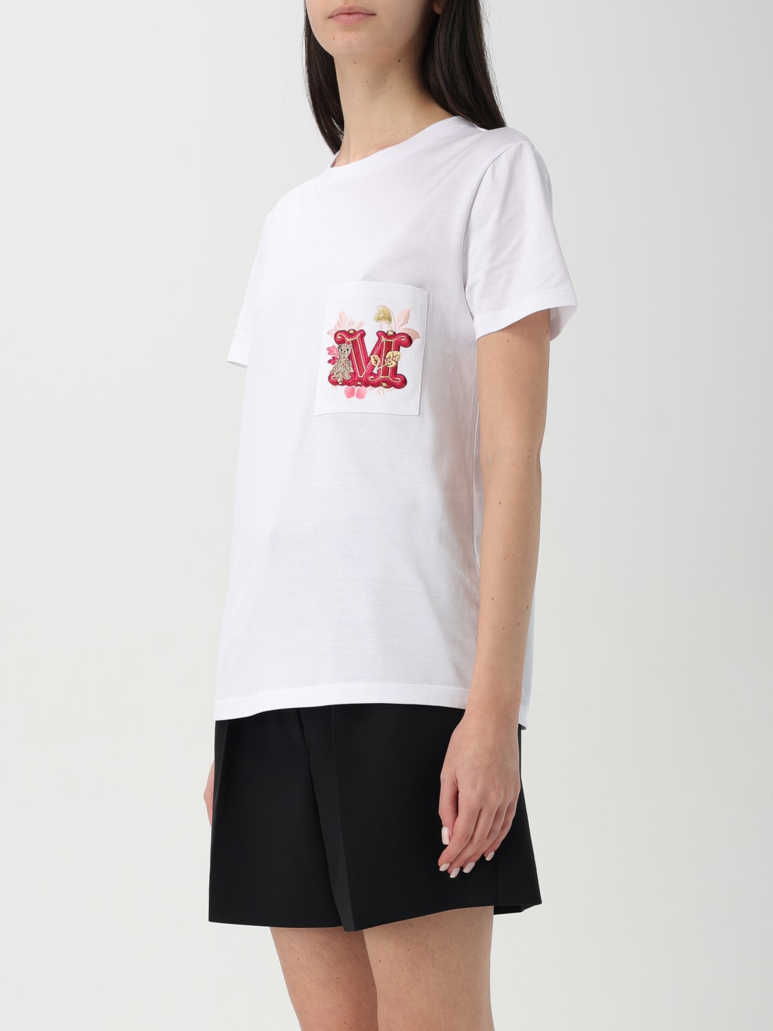 Tシャツ・カットソー MAX MARA STUDIO Woman T-Shirt White 1 2516941012600 010 Won women's T-shirt in cotton 2516941012600 White Flowers