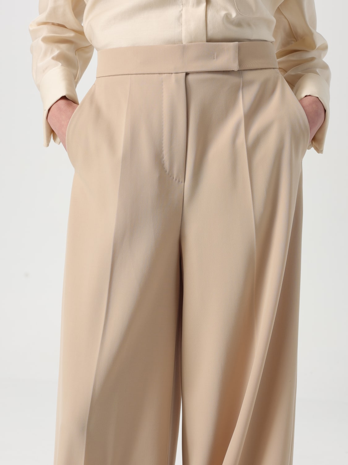 パンツ MAX MARA Woman Pants White 2511131031600 001 Max Mara Studio Stemma women's stretch cotton pants