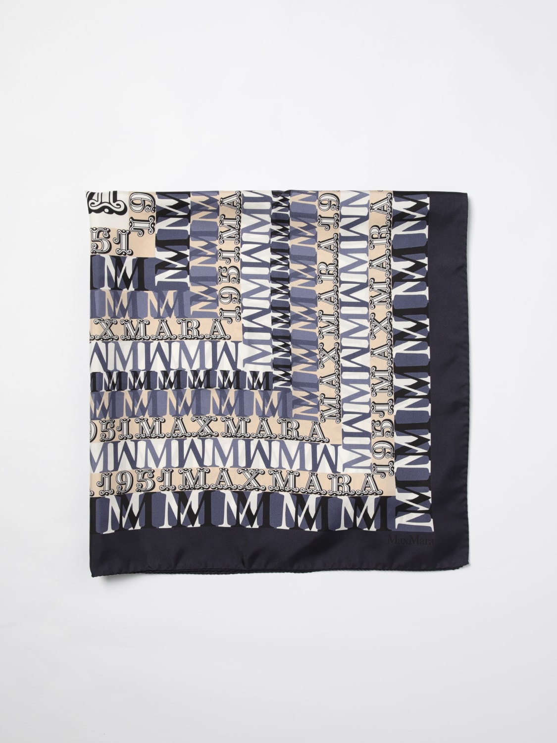 MAX MARA FOULARD: Foulard Max Mara in seta stampata , Beige - Img 1