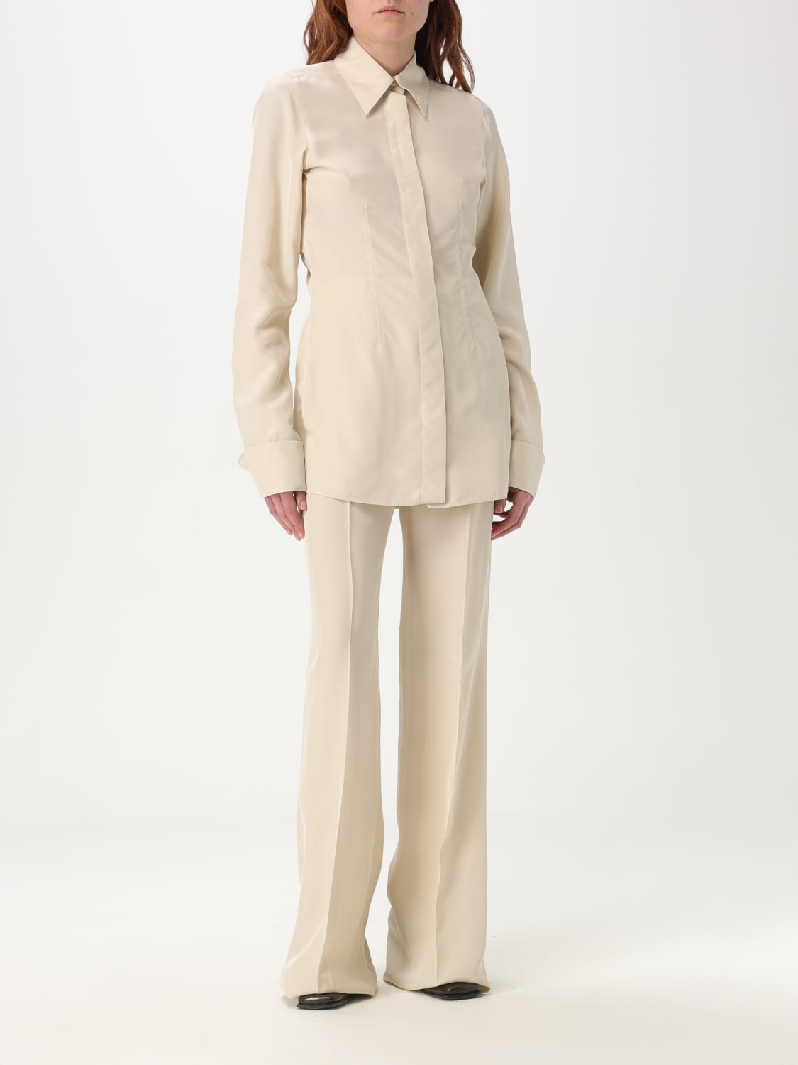 パンツ SPORTMAX Women Straight Pants 2512131051013 Beige Oversize low-rise trousers, ivory | Sportmax