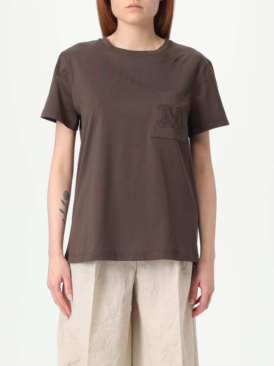 Tシャツ・カットソー MM Max Mara Woman T-Shirt Camel 2516111028600 008 MAX MARA: women's t-shirt - Beige | Max Mara t-shirt